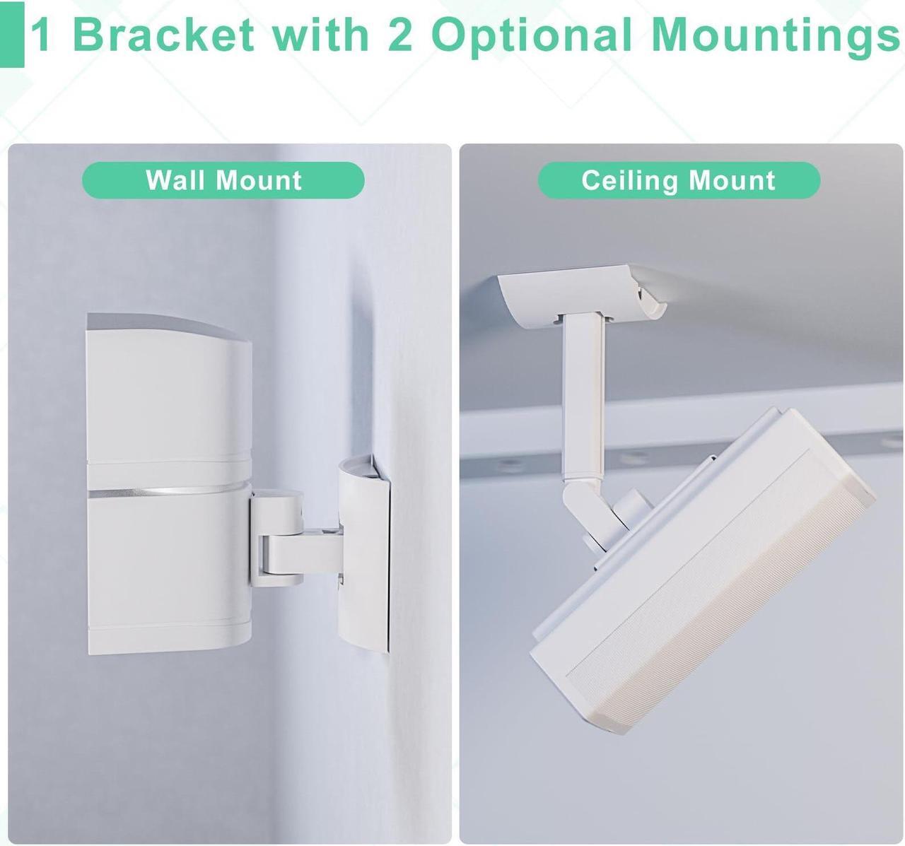 Alt view image 2 of 5 - (2 Pack) Adjustable Speaker Wall Mount for Bose Speaker Mount, Ceiling & Wall Mount for Bose UB-20, UB-20 Series II, WB-50 II, Lifestyle Series, Soundtouch Series, Cinemate, Acoustimass Series White