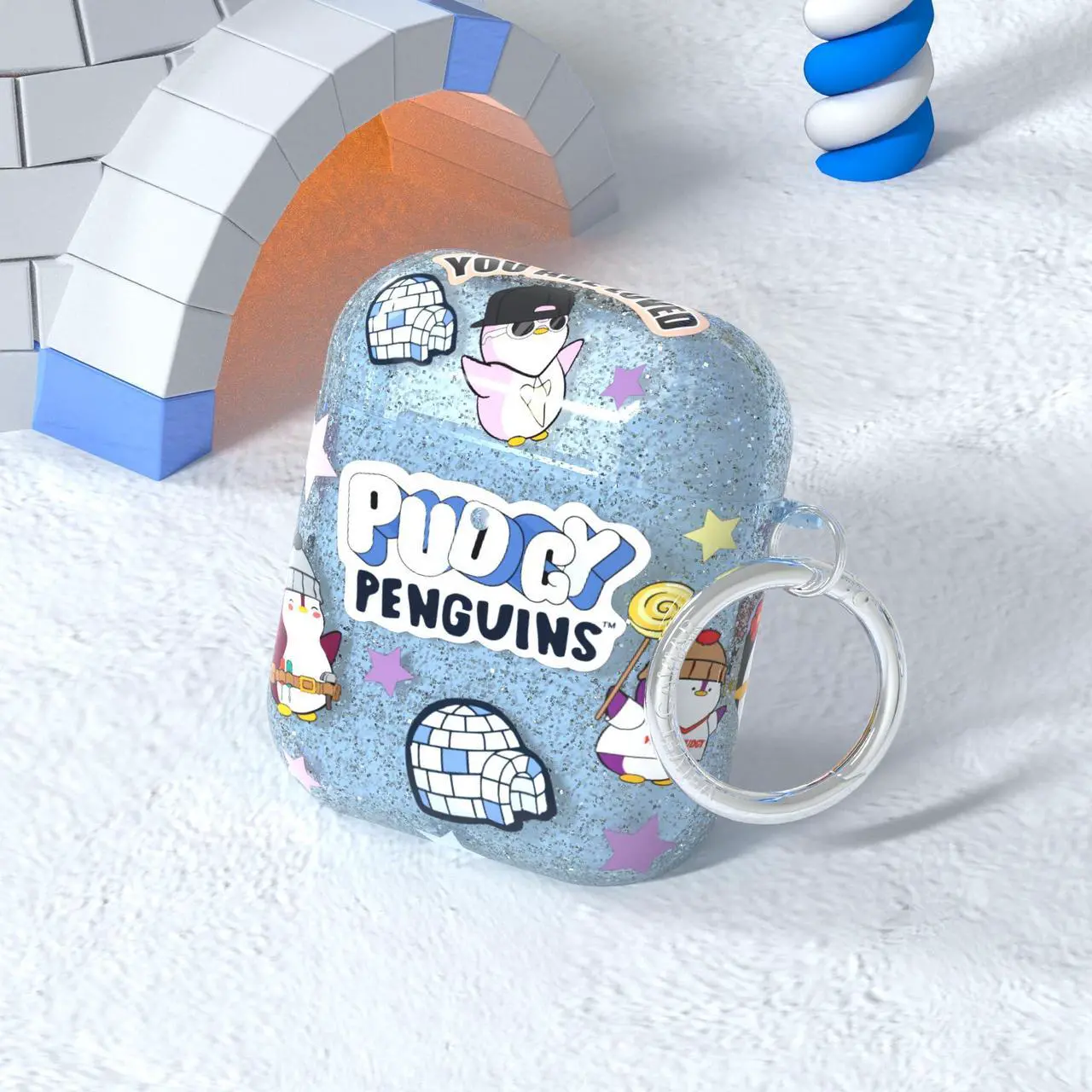 Alt view image 2 of 5 - Velvet Caviar x Pudgy Penguins AirPods 3rd Generation Case - Compatible with AirPods 3 Case - Blue Iceberg Glitter