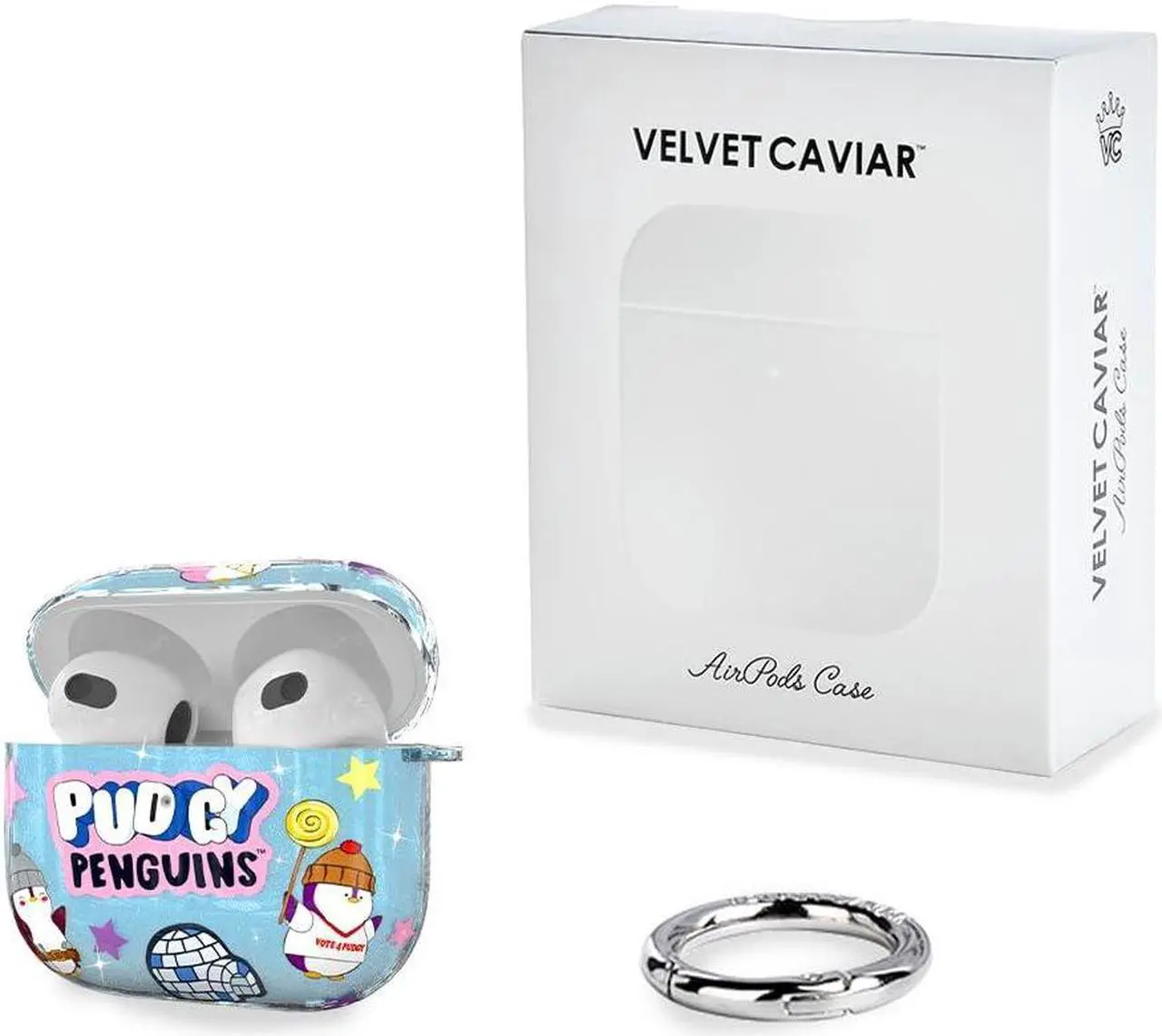Alt view image 5 of 5 - Velvet Caviar x Pudgy Penguins AirPods 3rd Generation Case - Compatible with AirPods 3 Case - Blue Iceberg Glitter