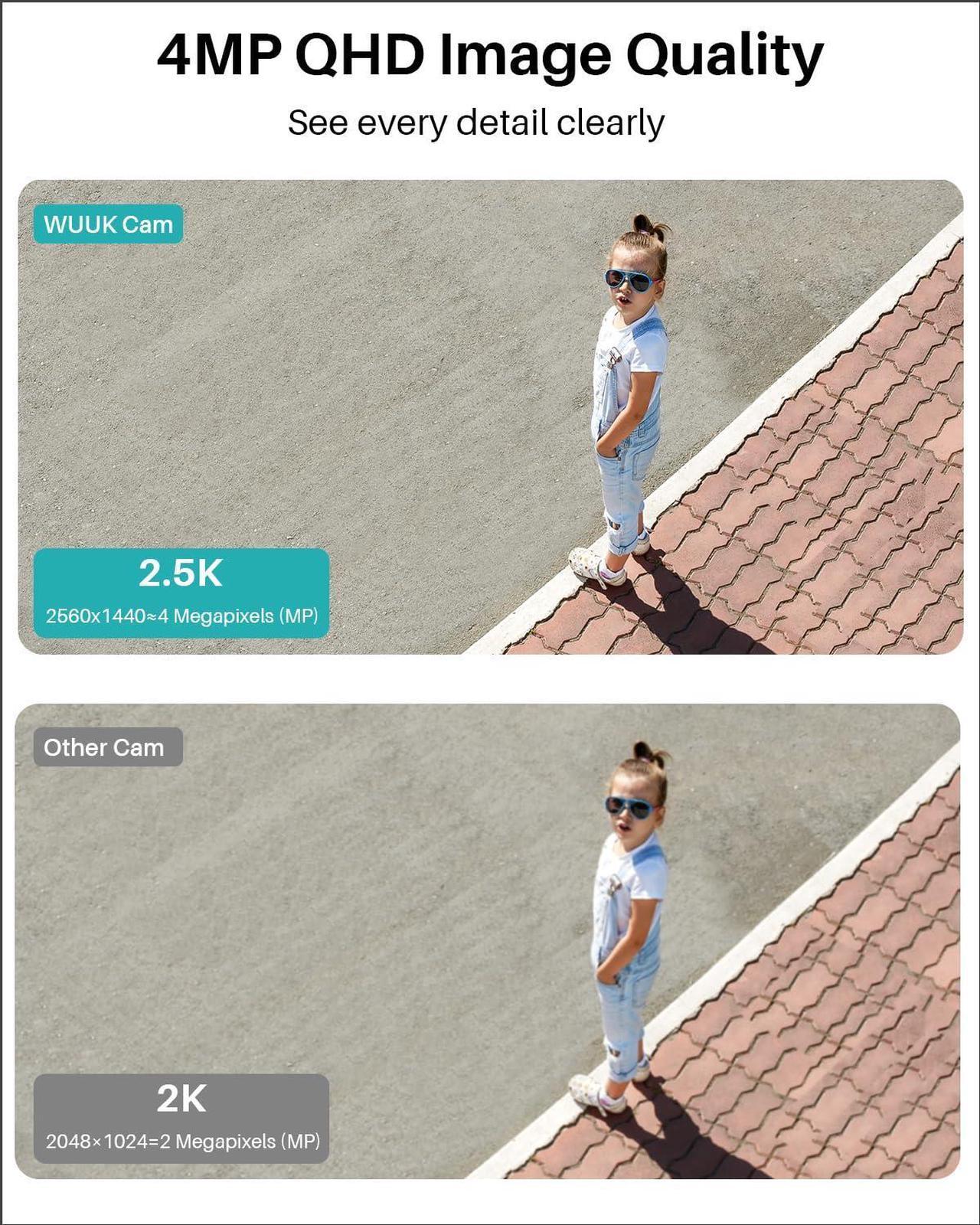 Alt view image 2 of 5 - WUUK Security Camera Indoor/Outdoor, Facial Recognition Wi-Fi Camera, 2.5K/4MP Resolution Smart Camera, Color Night Vision & Spotlight, No Monthly Fee, Magnetic Mount, Works with Alexa & Google Home