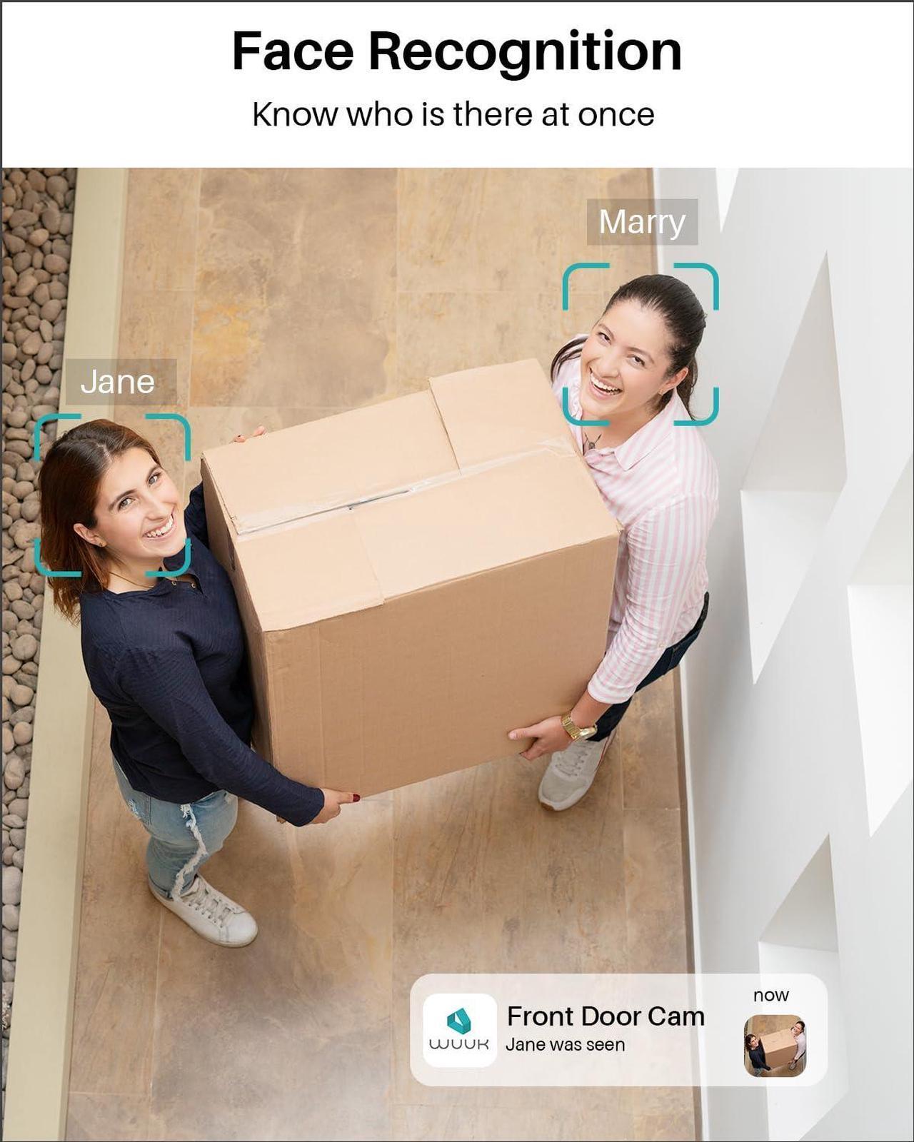 Alt view image 3 of 5 - WUUK Security Camera Indoor/Outdoor, Facial Recognition Wi-Fi Camera, 2.5K/4MP Resolution Smart Camera, Color Night Vision & Spotlight, No Monthly Fee, Magnetic Mount, Works with Alexa & Google Home