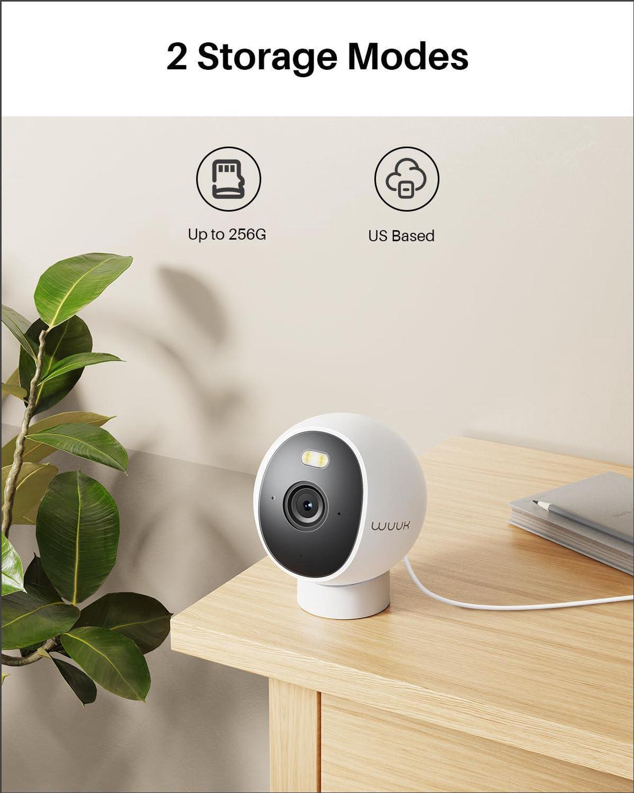 Alt view image 5 of 5 - WUUK Security Camera Indoor/Outdoor, Facial Recognition Wi-Fi Camera, 2.5K/4MP Resolution Smart Camera, Color Night Vision & Spotlight, No Monthly Fee, Magnetic Mount, Works with Alexa & Google Home