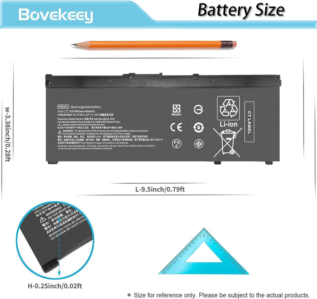 Alt view image 4 of 5 - SR04XL Battery SR03XL 15.4V 70.07WH for HP Omen 15-CE0XX 15-DC0XX 15-CE009LA 15-CE015DX 15-DC0051NR Pavilion 15-CB0XX 15-CX0XX 15-CB041NR 15-CX0056WM l08855-855 917678-1B1 917724-855 917678-2B1