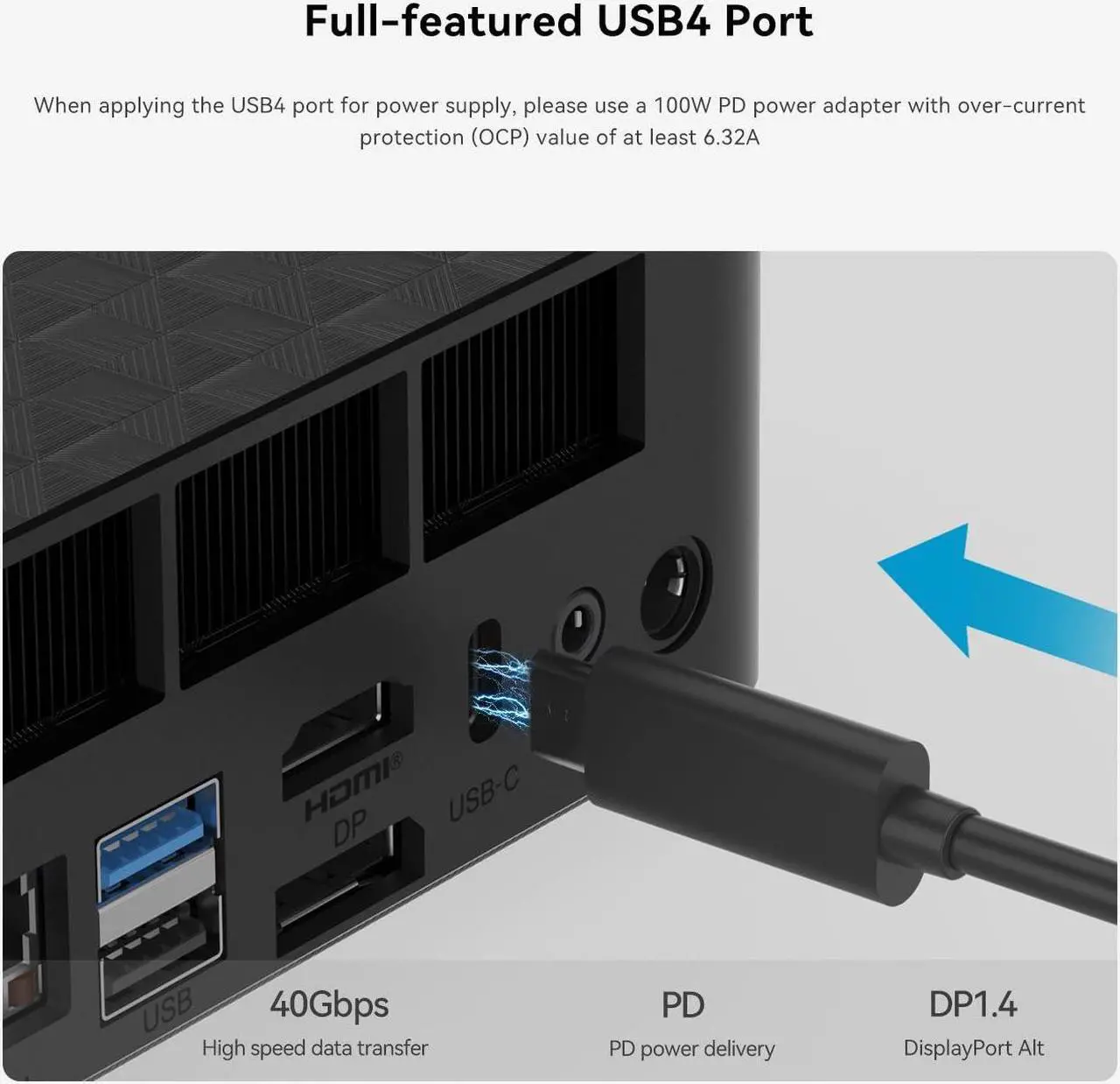 Alt view image 5 of 5 - Beelink SER6-P Mini PC, AMD Ryzen 9 6900HX(8C/16T up to 4.9GHz), 32GB DDR5 500GB SSD,1 x HDMI 2.1/1 x Type-C USB4/ 1x Type-C USB 3.2/2 x USB 3.2/1 x USB 2.0/1 x DP/ BT5.2/ 1x RJ45(2.5G)