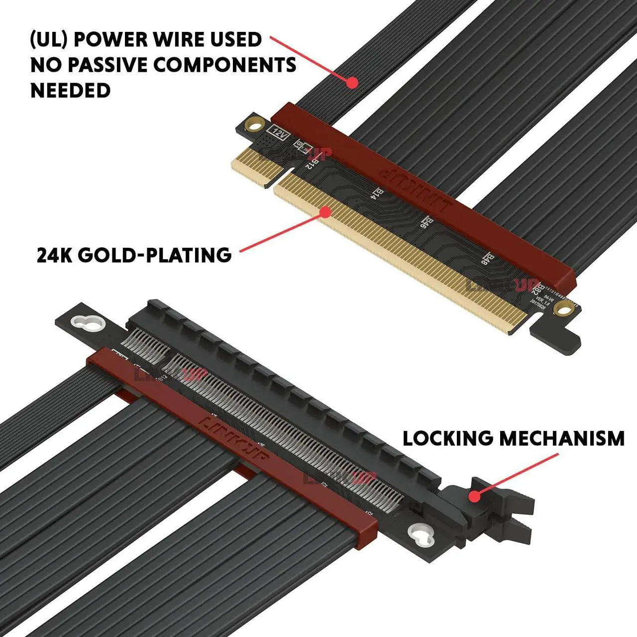 Alt view image 2 of 5 - LINKUP - Extreme4+ PCIe 4.0 X16 Riser Cable [RTX4090 RX6950XT x570 Z690 Tested] Twinax Shielded High-Speed Vertical Mount Gaming PCI Express Gen4|Straight Socket (50cm / 19.6") TT Compatible