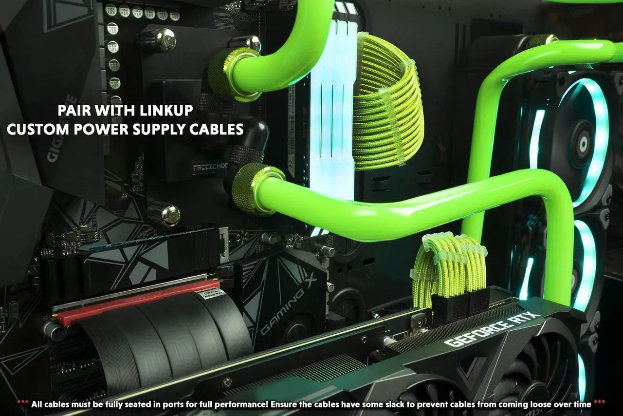 Alt view image 5 of 5 - LINKUP - Extreme4+ PCIe 4.0 X16 Riser Cable [RTX4090 RX6950XT x570 Z690 Tested] Twinax Shielded High-Speed Vertical Mount Gaming PCI Express Gen4|Straight Socket (50cm / 19.6") TT Compatible