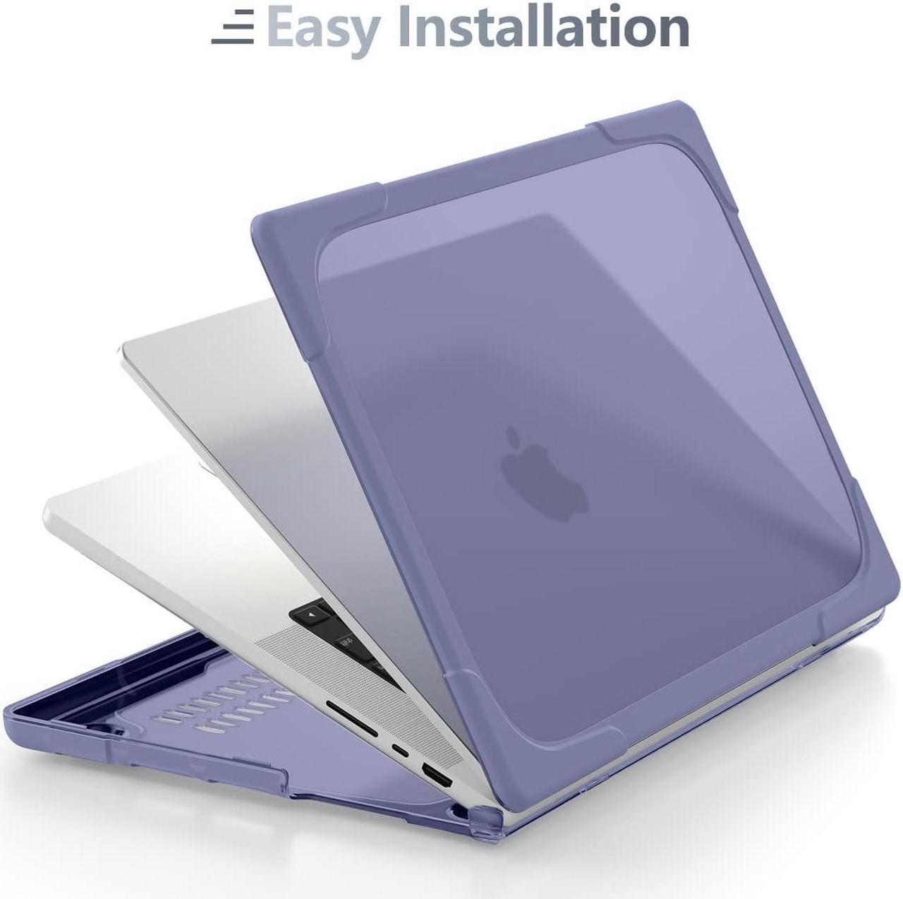 Alt view image 2 of 5 - Batianda Compatible with New M3 MacBook Pro 14 inch Case 2023 2021 Release A2992/A2442 Model M2 Pro/Max, Heavy Duty Protective Plastic Hard Shell with Fold Kickstand & Keyboard Cover, Lavender Grey