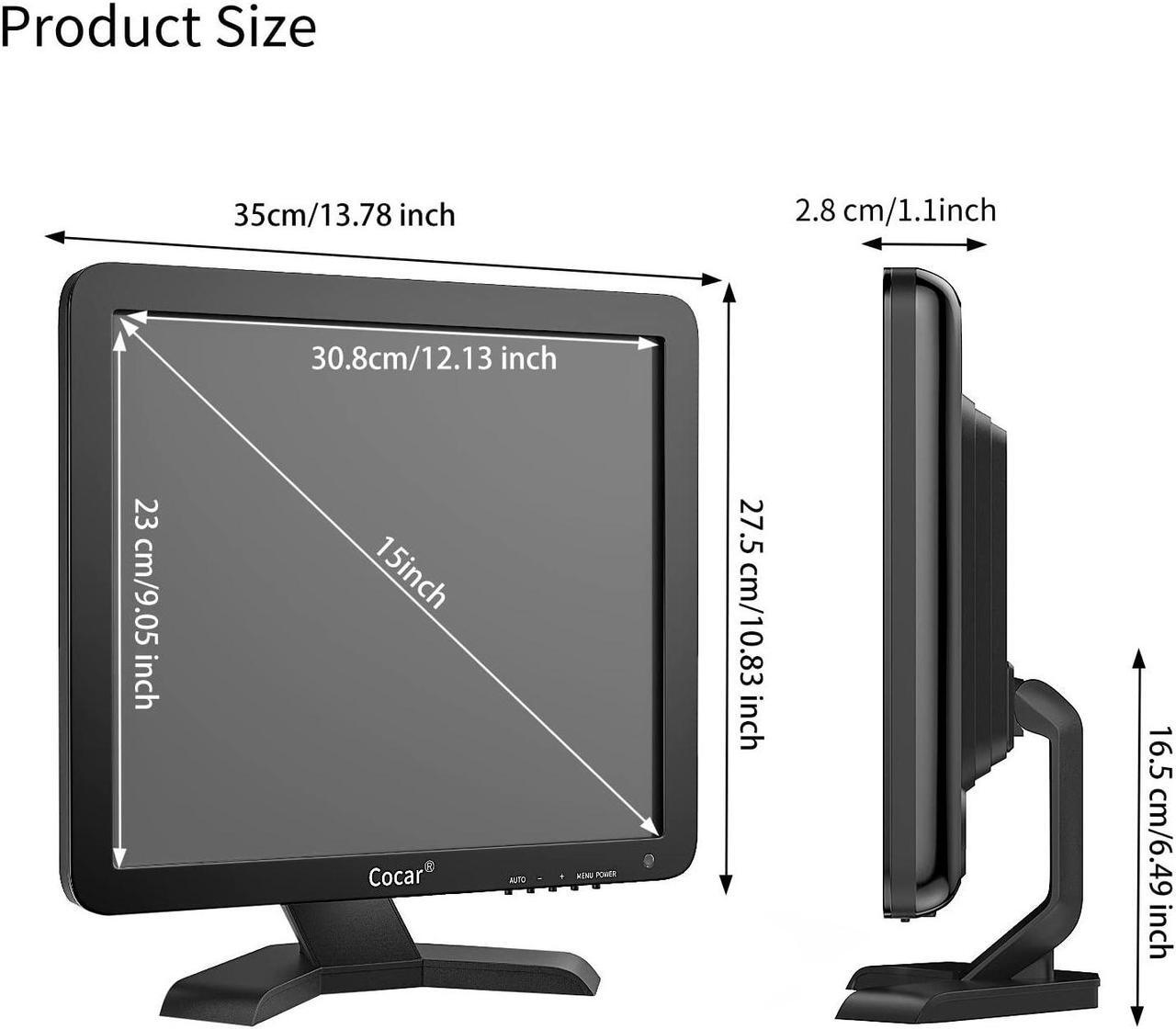 Alt view image 5 of 5 - Cocar 15 inch Touchscreen Monitor, LCD Touch Screen Monitor 1024x768 Resolution VGA Input for PC/Office/Retail/Restaurant/Bar/Warehouse/Pos Touchscreen Monitor