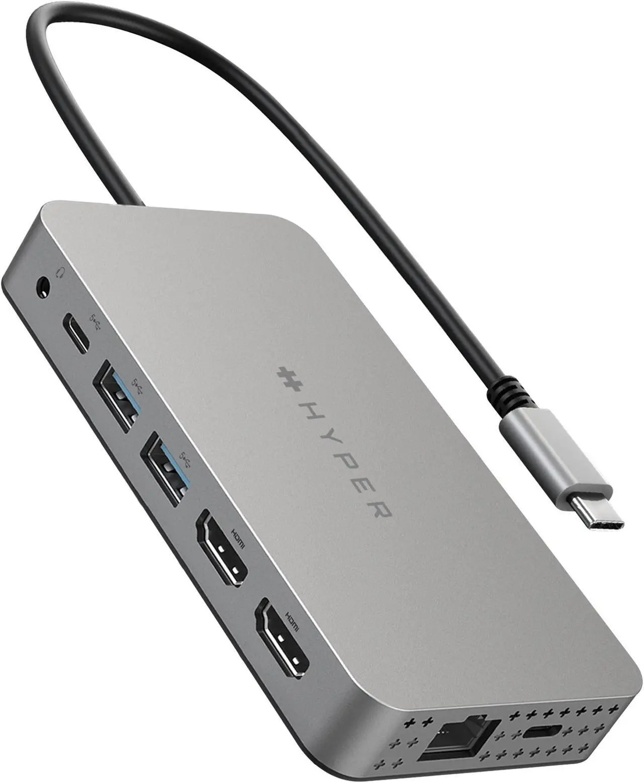 Main image of HyperDrive 4K Dual HDMI USB C Hub M1 MacBook 10in1: Dual 4K HDMI, Gigabit Ethernet, USB-A, USB-C, USB-C 100W Power Delivery, MicroSD/SD, Headphone Jack for MacBook Pro/Air(M1), Windows PC, Chromebook