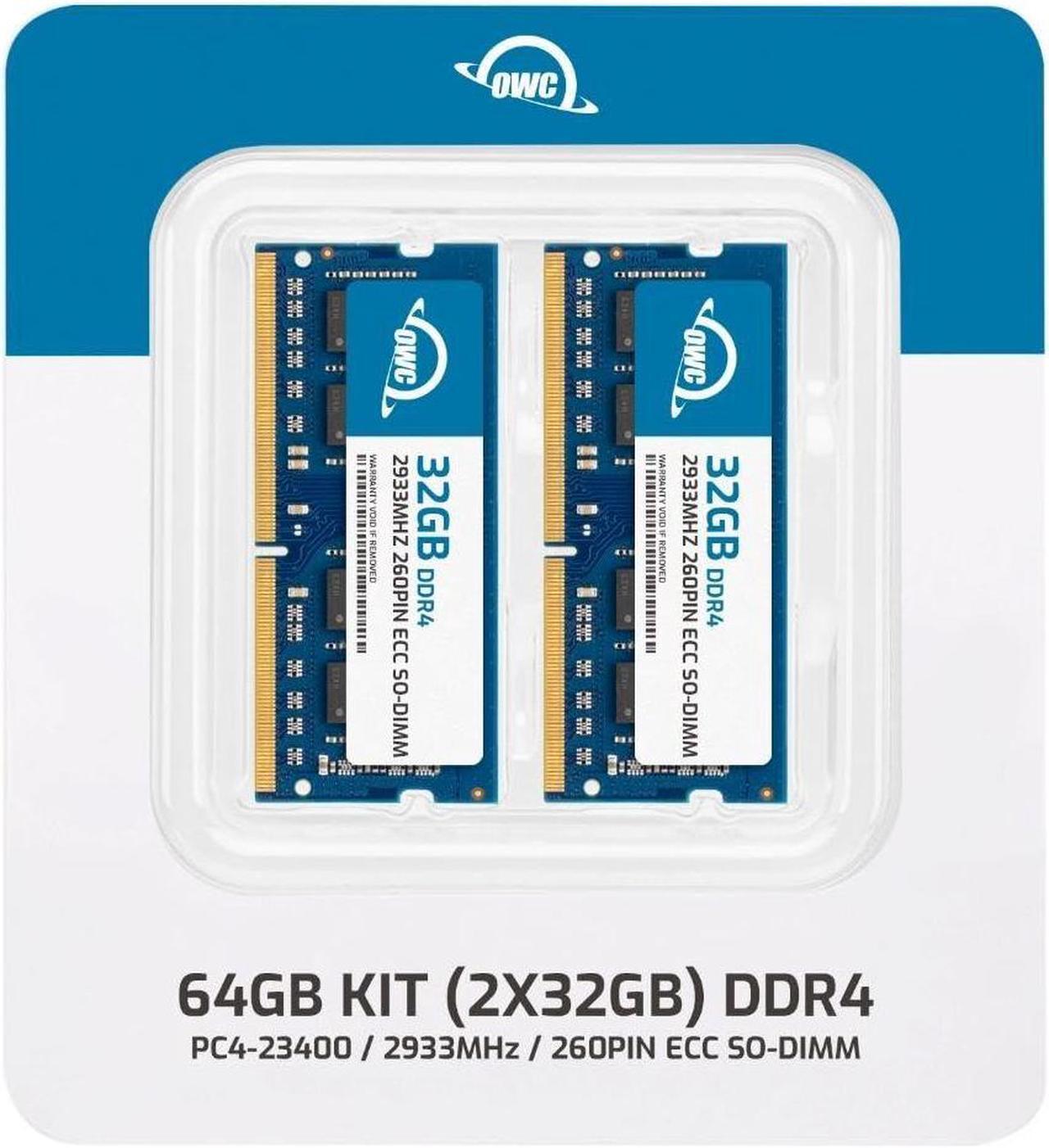 Alt view image 2 of 5 - OWC 64GB (2x32GB) DDR4 2933MHz PC4-23400 CL21 2RX8 ECC Unbuffered SODIMM 1.2V 260-pin Memory RAM