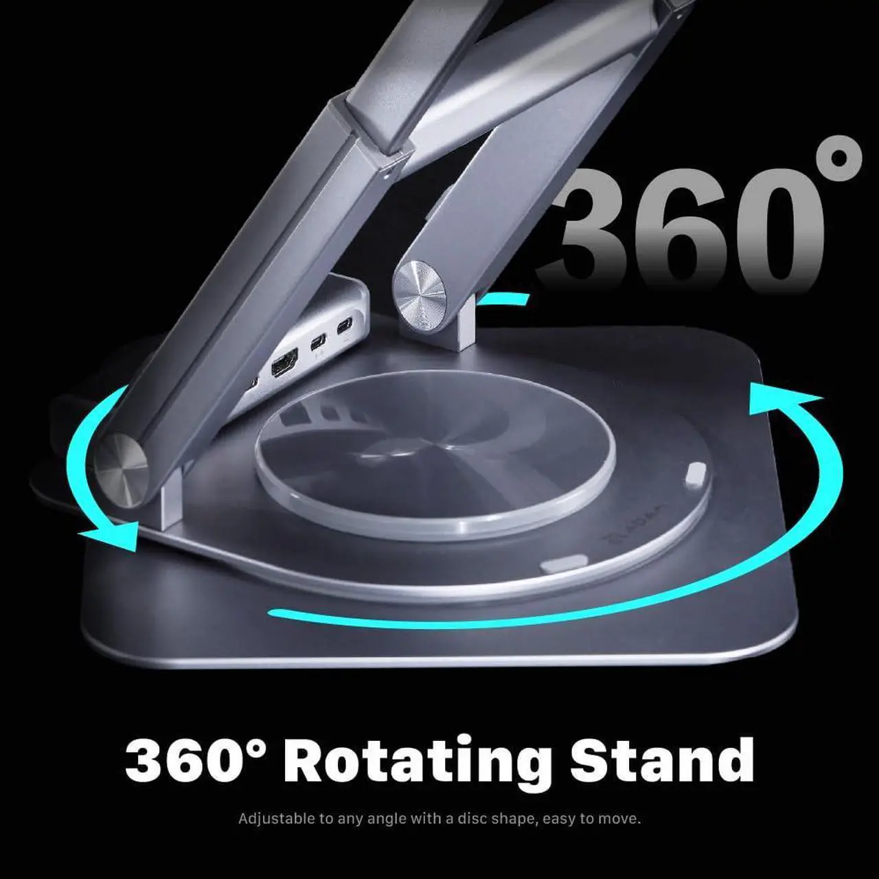 Alt view image 5 of 5 - ADAM elements USB-C Stand Ultra/Laptop Docking Station - CASA Hub Stand Ultra USB-C Magnetic 6in1 Hub Stand for All MacBook, iPad & USB-C Laptop - USB-C Host, USB-C PD, USB-C, USB-A, HDMI, RJ45