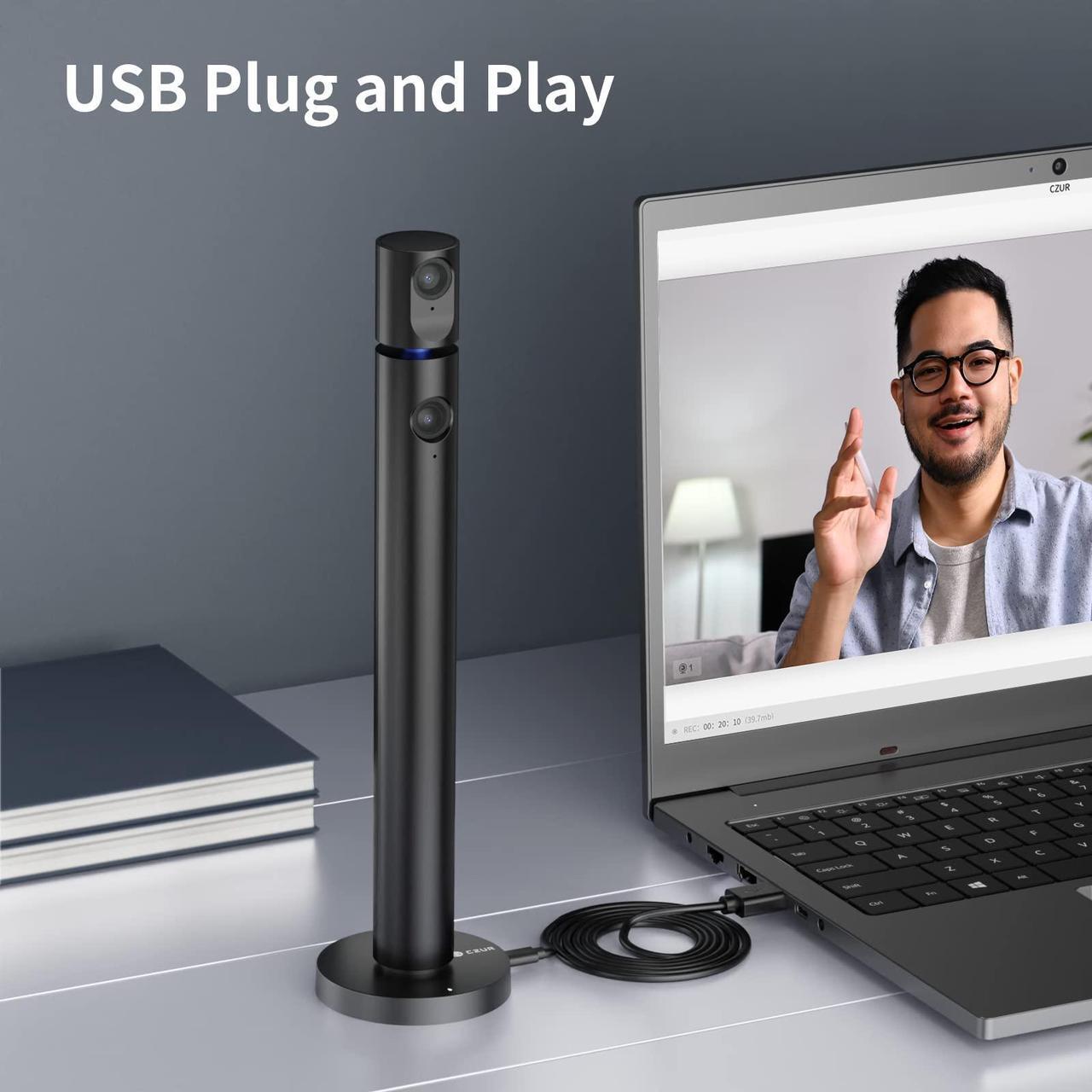 Alt view image 3 of 5 - CZUR Halo Pro 1080P Dual Webcam for Computer, PC Camera with Microphone, USB Web Camera, 90deg View, Plug & Play, Compatible with Windows&Mac, for Skype/TikTok/YouTube/Yahoo Messenger