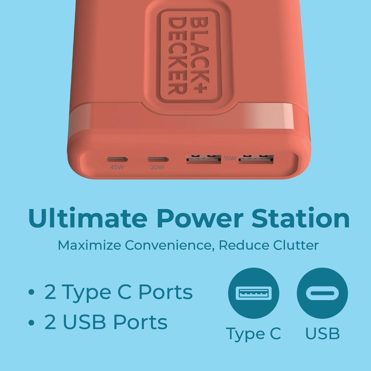 Alt view image 2 of 5 - BLACK+DECKER USB C Fast Charger 65W 4 Port Type USB C Charging Station Hub Block Type C Wall Charger Power Strip Adapter Plug 2 USB C 2 USB for iPad iPhone 15 14 13 12 Pro Max Pixel Note Galaxy