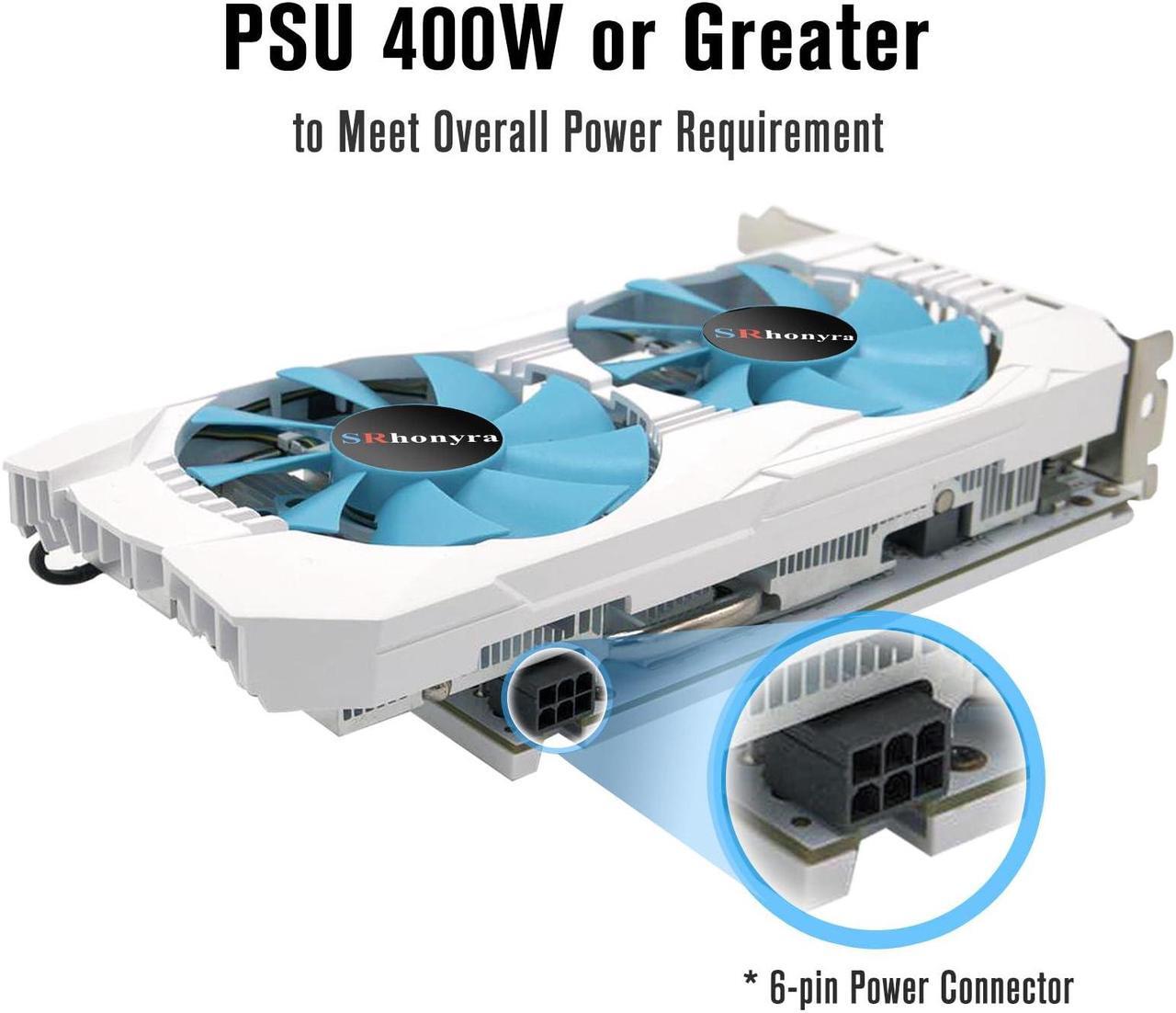 Alt view image 2 of 5 - SRhonyra Radeon RX 580 8GB GDDR5 Graphics Card for Gaming PC Video Card 2048SP 256-Bit PCIe 3.0 x16 6-Pin Connector Desktop Computer Gaming GPU with HDMI, DisplayPort & DVI Ports (White Edition)