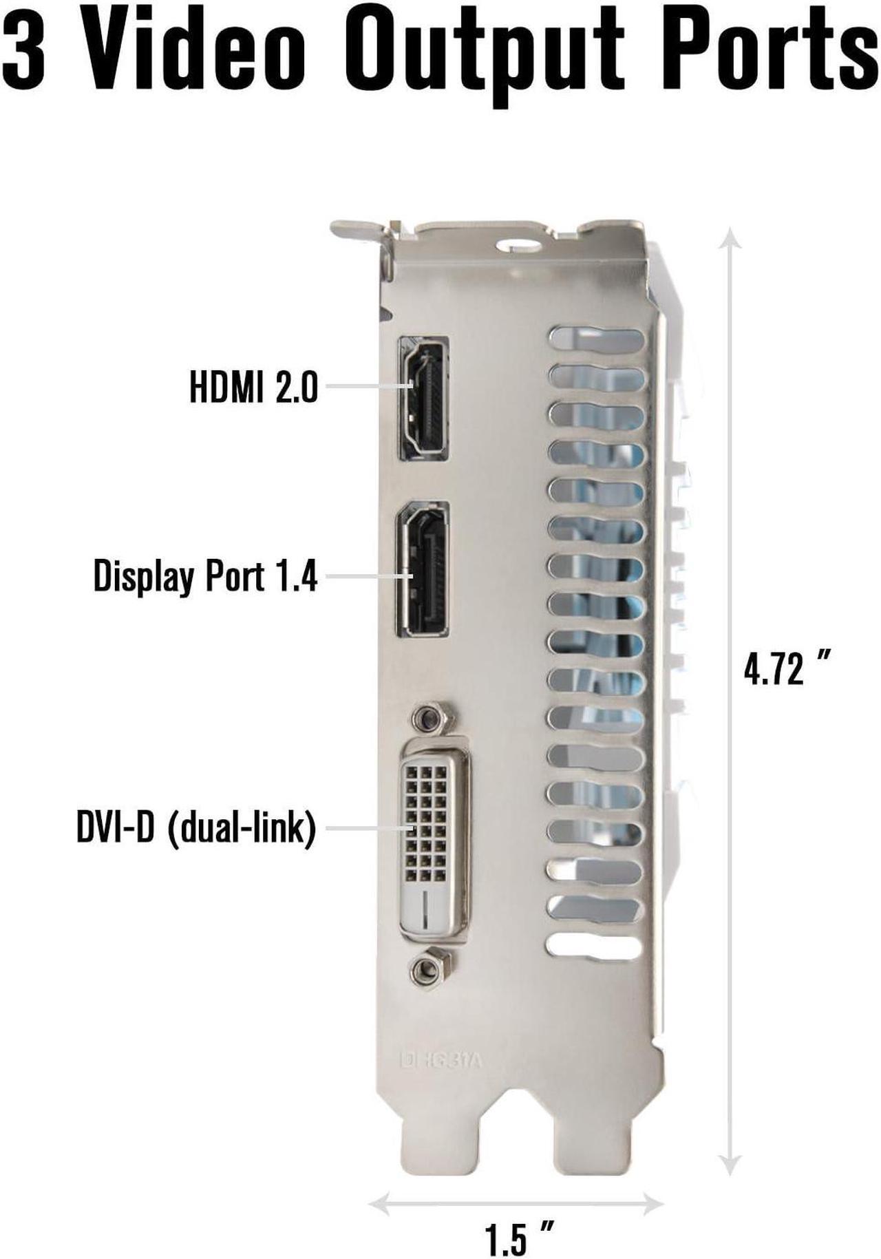 Alt view image 4 of 5 - SRhonyra Radeon RX 580 8GB GDDR5 Graphics Card for Gaming PC Video Card 2048SP 256-Bit PCIe 3.0 x16 6-Pin Connector Desktop Computer Gaming GPU with HDMI, DisplayPort & DVI Ports (White Edition)