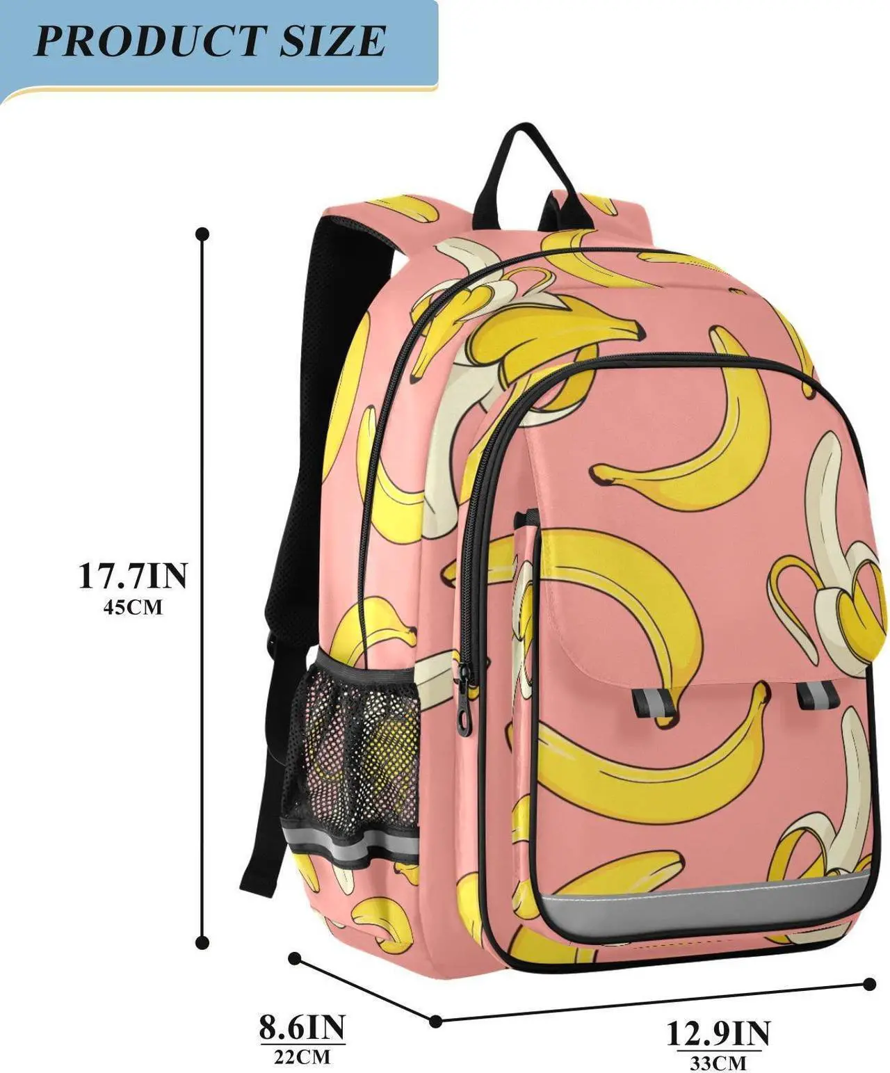 Alt view image 2 of 5 - ALAZA Banana on Pink Backpack Cycling, Running, Walking, Jogging