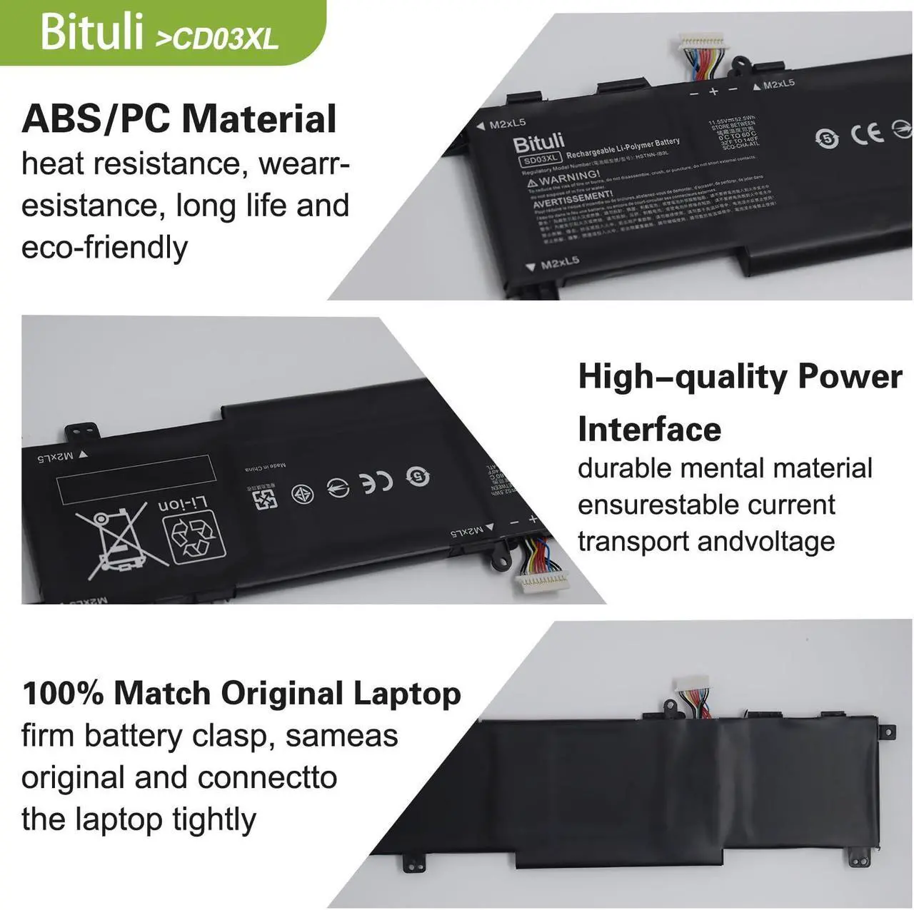 Alt view image 3 of 5 - Bituli SD03XL Laptop Battery for HP Omen 15 2020 15-EK0000 / Omen 15-EN 15-EN0000 Series SD06XL SDO6XL HSTNN-089U HSTNN-DB9U HSTNN-OB1R L84356-2C1 L84357-AC1 L84392-005 L84394-005 52.5Wh