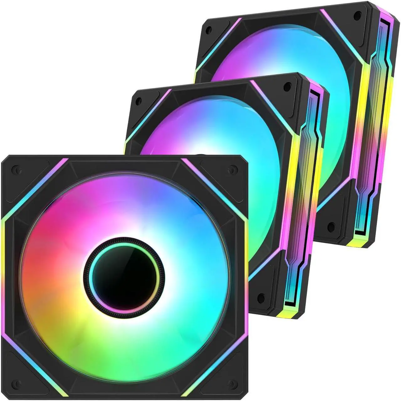 Main image of Cooler Power 120mm Black Mirror RGB Fans, Premium PC Fans, High Airflow, Ultra-Quiet Speed Control (PWM), Universal RGB SYNC(Aura, Fusion, Mystic) (Black, 3 Pack)