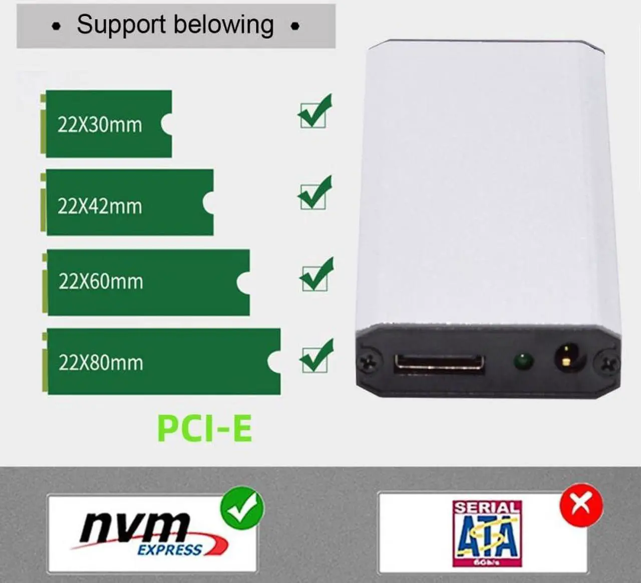 Alt view image 5 of 5 - CY External Oculink SFF-8612 SFF-8611 to M.2 NGFF M-Key to NVME PCIe SSD 2280 SSD Enclosure Adapter for Mainboard
