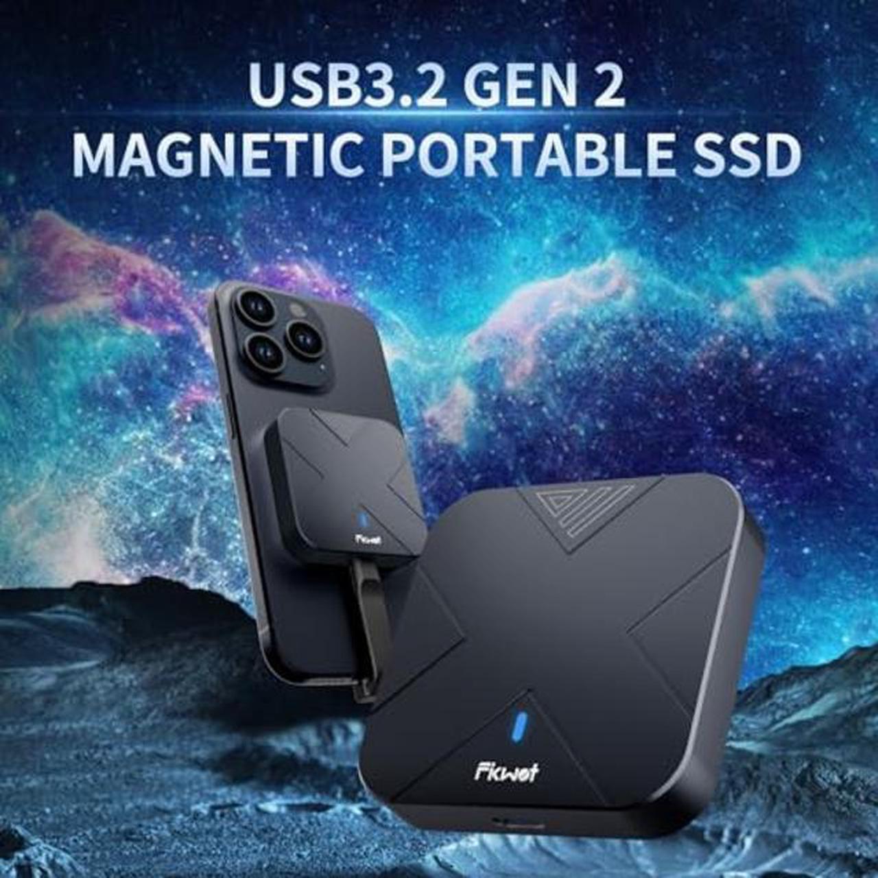 Alt view image 2 of 5 - Fikwot 250GB External SSD, Magnetic Portable SSD, with Magnetic Ring, Up to 1050MB/s, USB 3.2 Gen2 External Solid State Drives, Compatible with iPhone 15/15 Pro, Tablets, MacBook, etc(FP70)