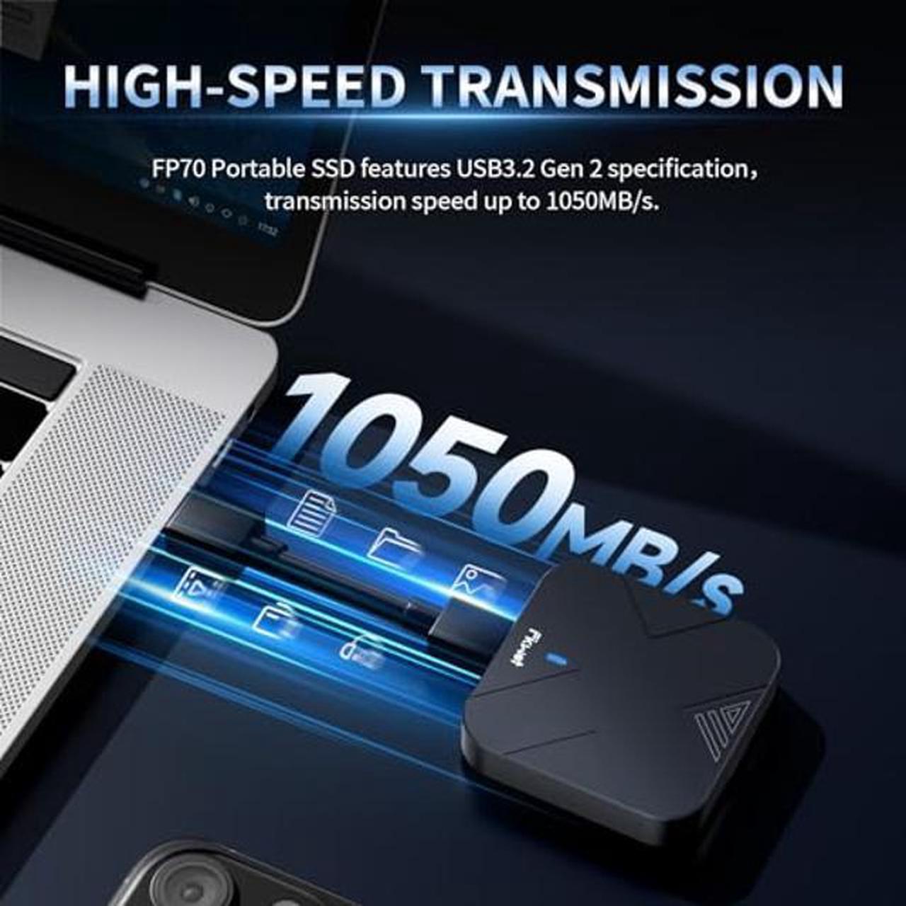 Alt view image 4 of 5 - Fikwot 250GB External SSD, Magnetic Portable SSD, with Magnetic Ring, Up to 1050MB/s, USB 3.2 Gen2 External Solid State Drives, Compatible with iPhone 15/15 Pro, Tablets, MacBook, etc(FP70)