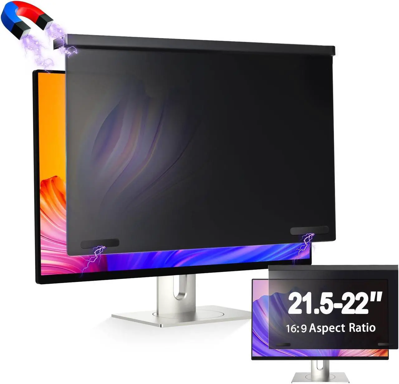 Main image of 5A Magnetic Computer Privacy Screen Filter 21.5-22 Inch for Computer Monitor, Eye Protection Anti Glare Blue Light Computer Privacy Shield Panel, Removable Anti-Scratch Protector