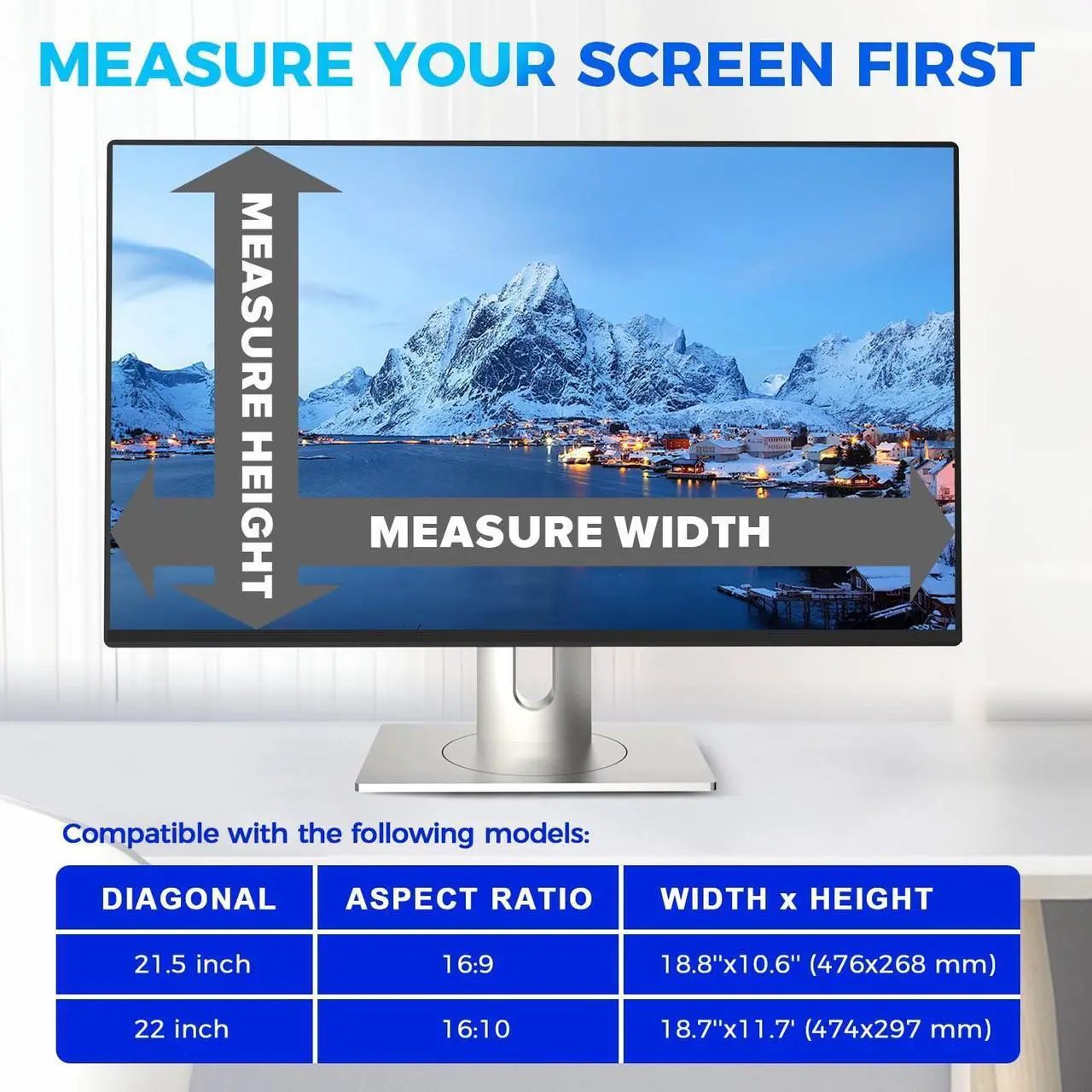 Alt view image 4 of 5 - 5A Magnetic Computer Privacy Screen Filter 21.5-22 Inch for Computer Monitor, Eye Protection Anti Glare Blue Light Computer Privacy Shield Panel, Removable Anti-Scratch Protector