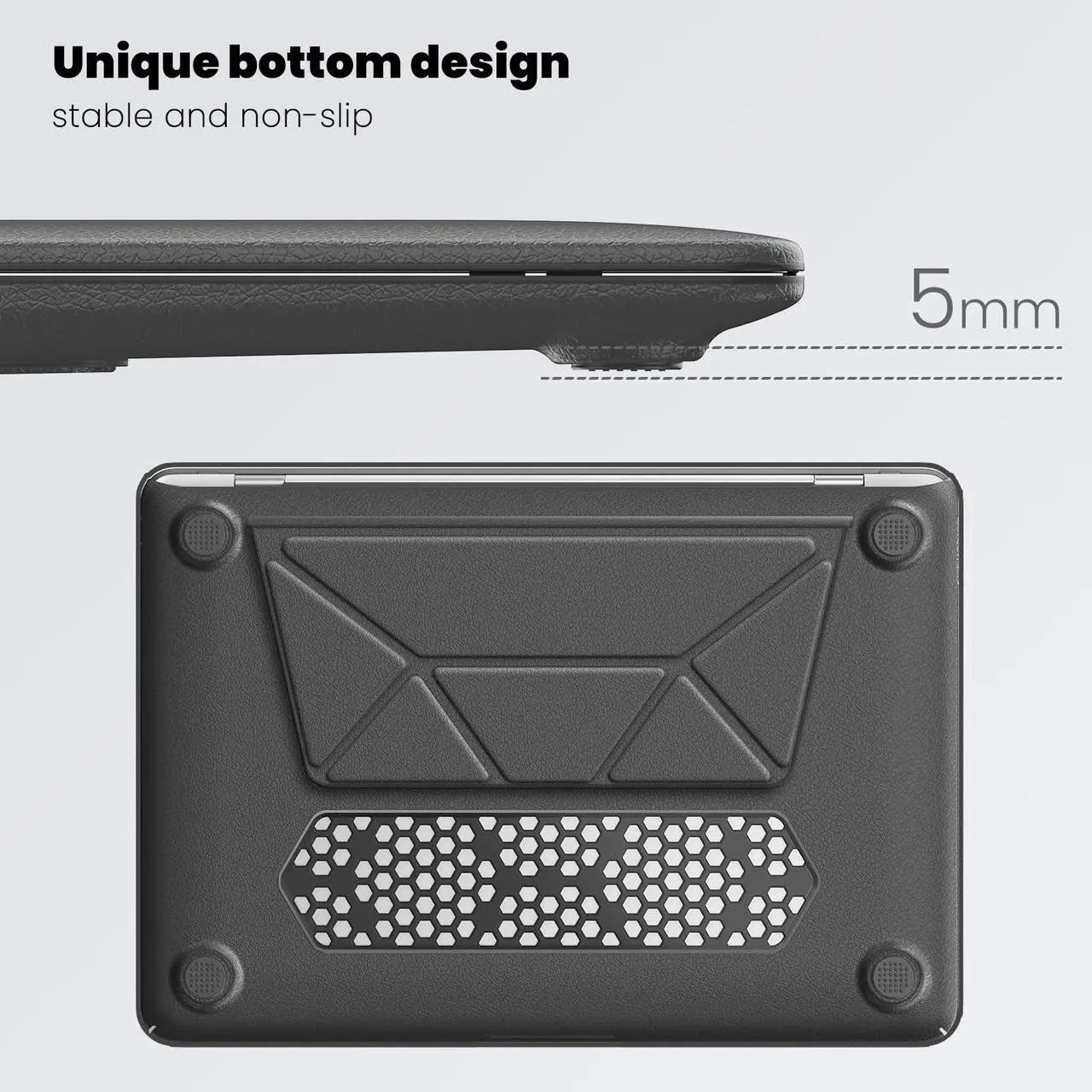 Alt view image 3 of 5 - KEROM Stand Case for MacBook Air 13 inch 2022-2018 M1 A2337 A2179 A1932, MacBook Air M1 Case, Slim PU Leather Hard Shell Protective Cover with Foldable Stand & Keyboard Cover for Mac Air 13 M1, Gray