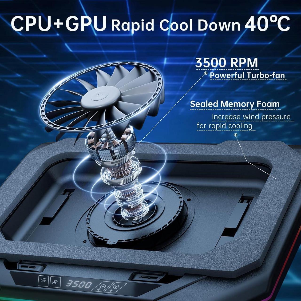 Alt view image 2 of 5 - Cooling Pad for Asus ROG Strix G16 G18 G17 G15 Strix Scar 18 16 17 15 Gaming Laptop, It is a Well Deserved Heat Dissipation Monster,Cooler with Powerful Turbo Fan Can Fast Cooling,6 RGB Light Mode
