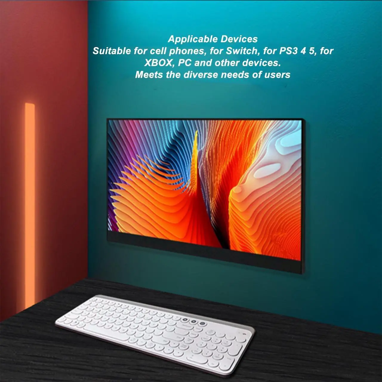 Alt view image 2 of 5 - 18 Inch Portable Monitor, 2.5K (2560x1600) 16:10 144HZ Dual Speakers Mini 3.5mm Type C Second External Monitor for Laptop, Wall Mount Portable Display Screen (US Plug)
