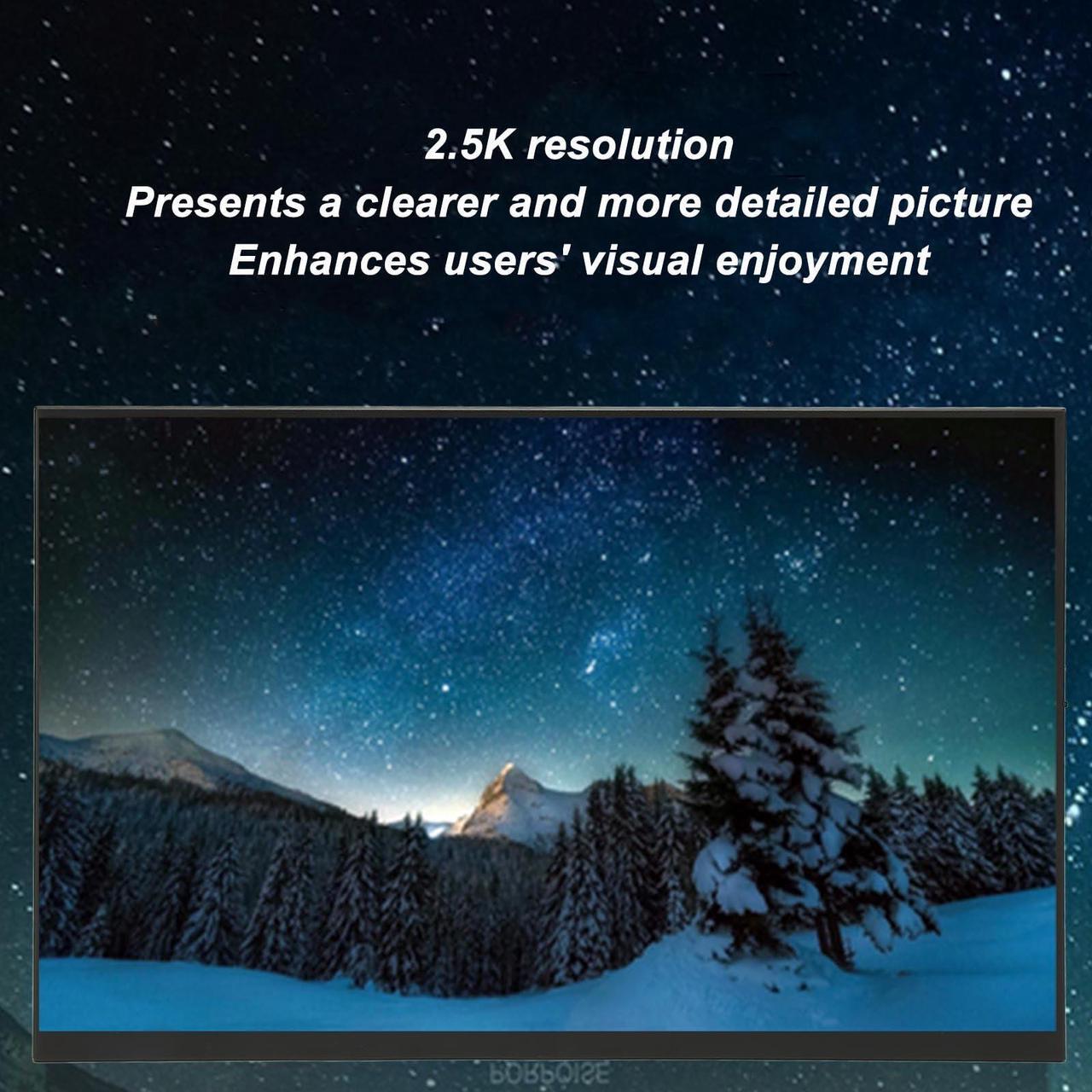 Alt view image 5 of 5 - 18 Inch Portable Monitor, 2.5K (2560x1600) 16:10 144HZ Dual Speakers Mini 3.5mm Type C Second External Monitor for Laptop, Wall Mount Portable Display Screen (US Plug)