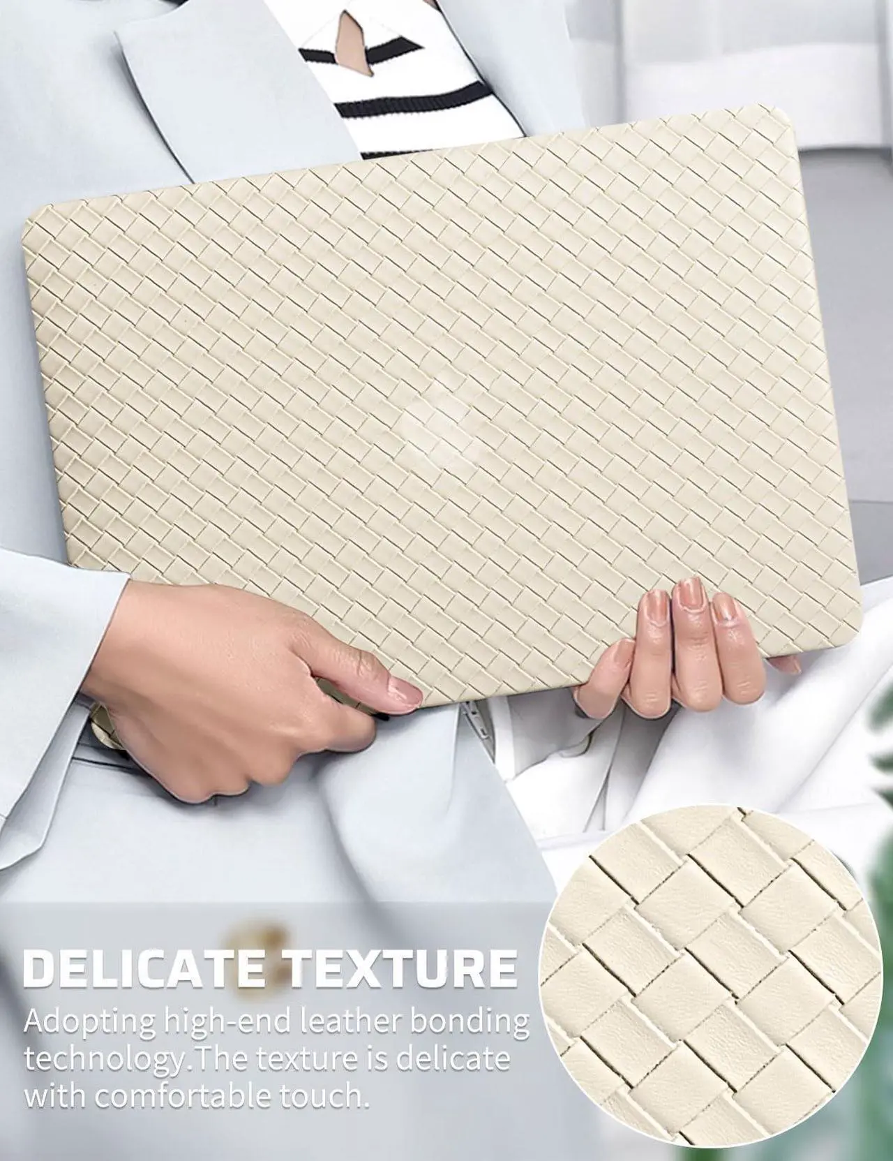 Alt view image 2 of 5 - Seorsok Compatible for MacBook Pro 14 inch Case 2024-2021 M4 M3 Pro/Max A3112 A3185 A3401 A2918 A2992 M2 A2779 M1 A2442,Elegant Plastic Hard Shell Case with Keyboard Cover,Beige Tartan PVC Leather