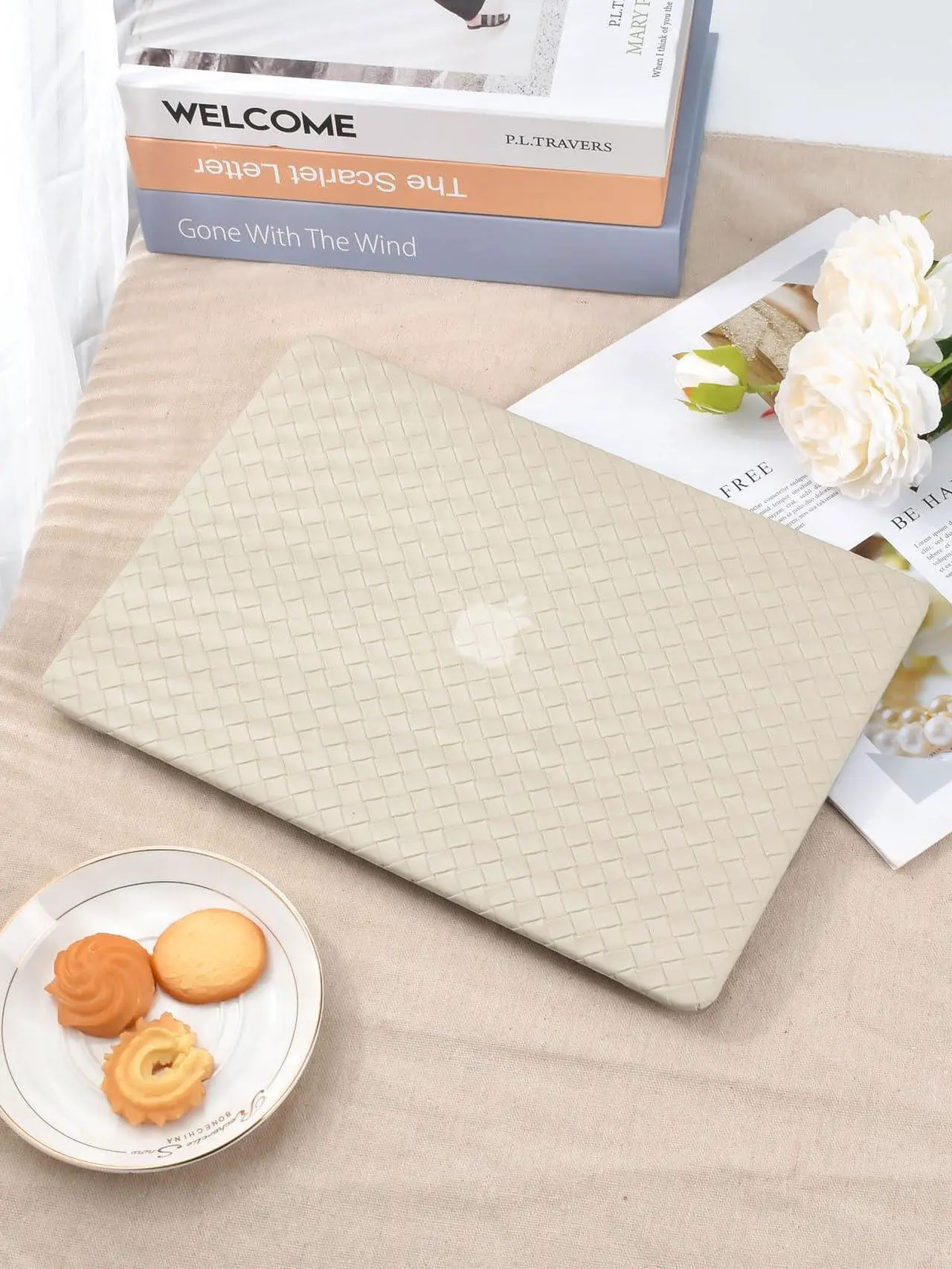 Alt view image 5 of 5 - Seorsok Compatible for MacBook Pro 14 inch Case 2024-2021 M4 M3 Pro/Max A3112 A3185 A3401 A2918 A2992 M2 A2779 M1 A2442,Elegant Plastic Hard Shell Case with Keyboard Cover,Beige Tartan PVC Leather