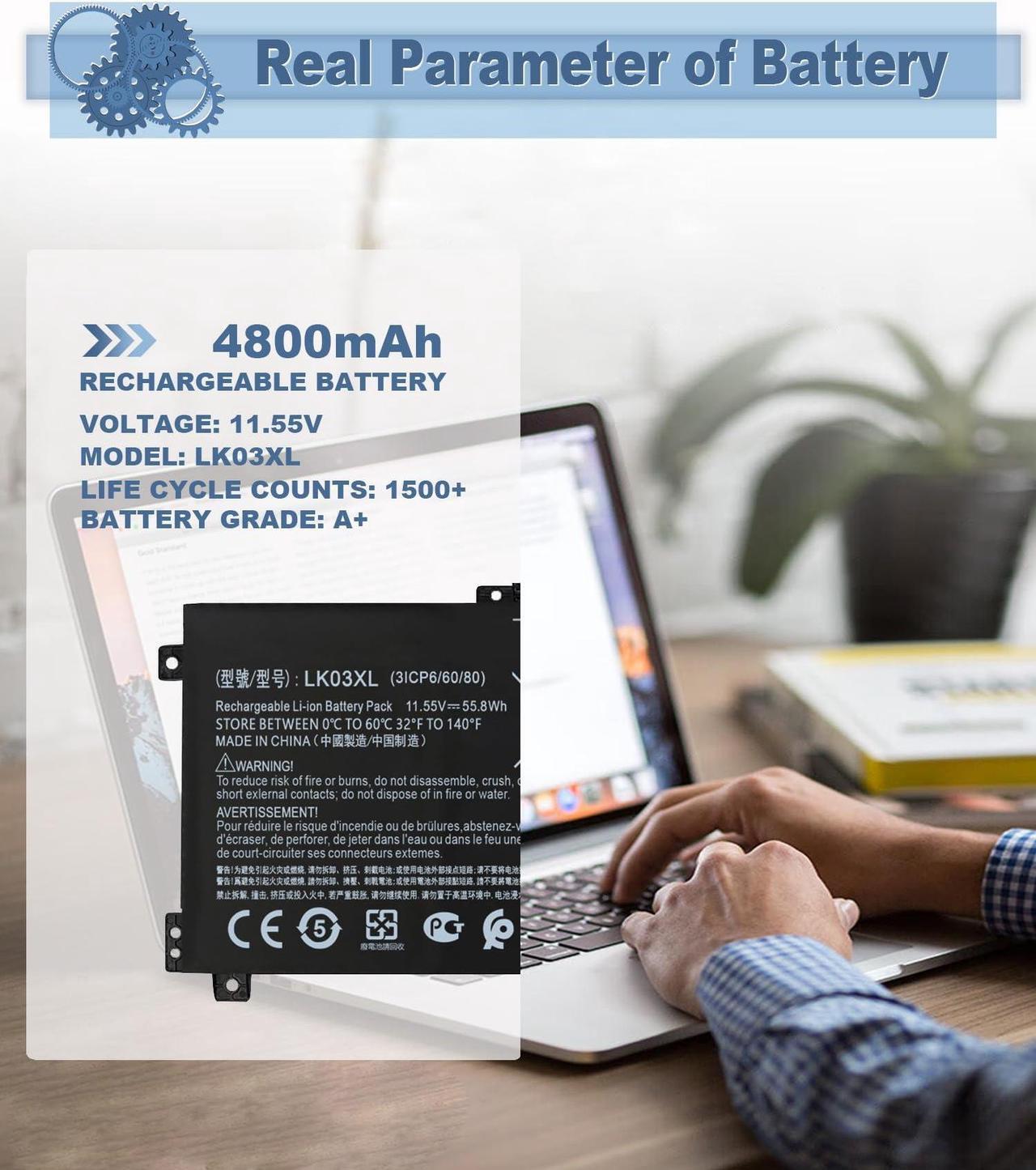 Alt view image 5 of 5 - pengguo HP Envy X360 Battery LK03XL L09281-855 916814-855 HSTNN-LB7U Replacement for HP Envy X360 Convertible 15m-cn0xxx 15m-bp0xx 15-bq0xx 15m-cp0011dx 17-ae1xx 17-bw0xxx 17-ce0002ca 15-cr0037wm