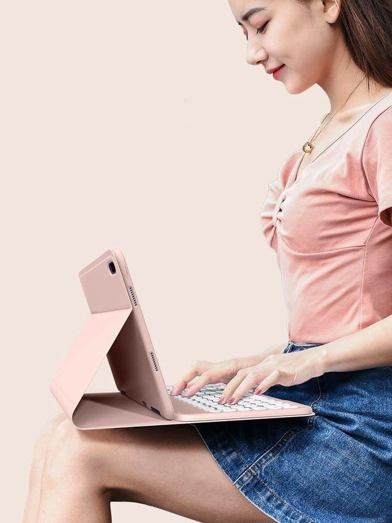 Alt view image 5 of 5 - kaitesi Keyboard Case for iPad Pro 13 inch M4, Round Key Colour Detachable Bluetooth Keyboard and Pencil Holder for iPad Pro 13" 2024,Mint Green