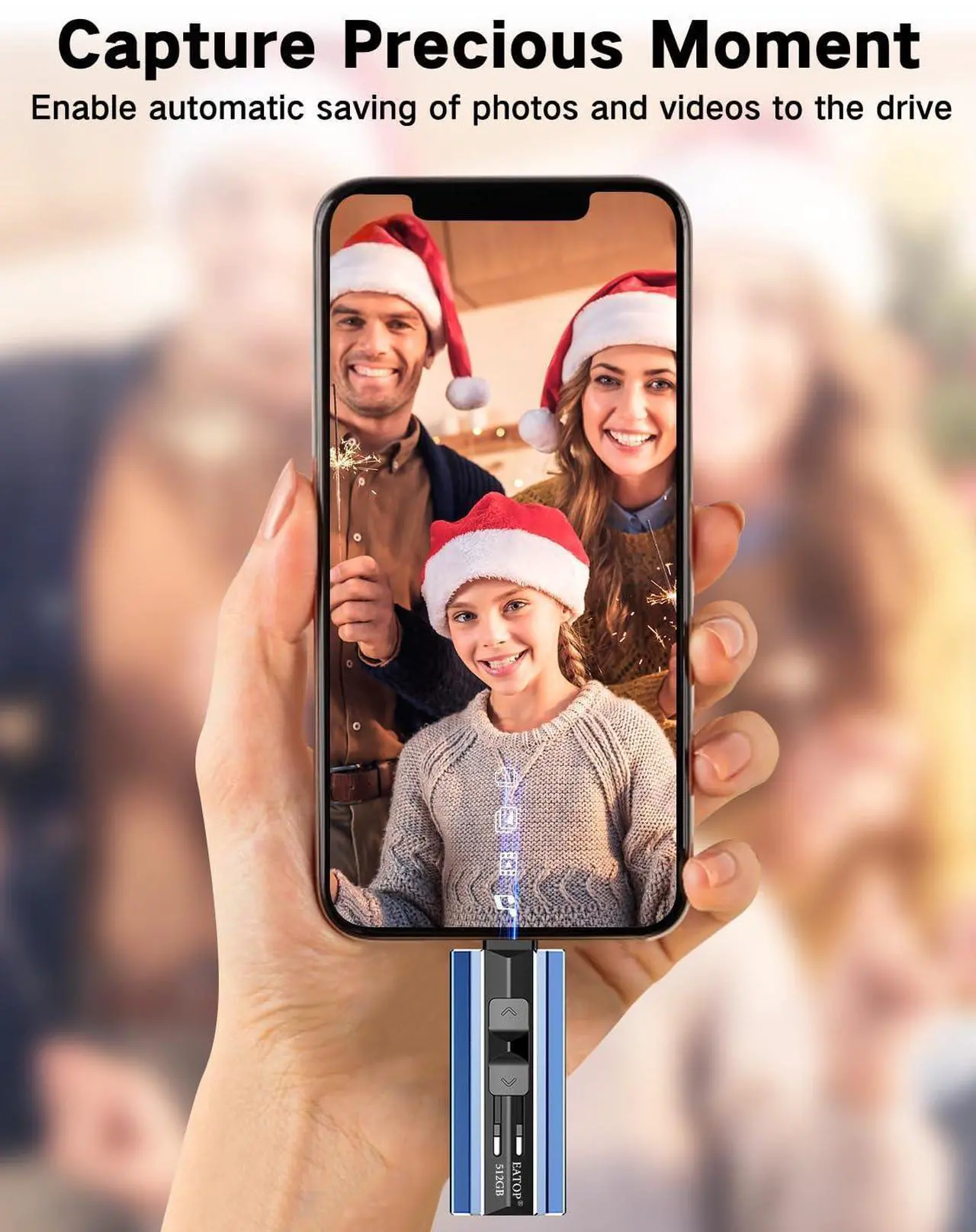 Alt view image 5 of 5 - EATOP 512GB Flash Drive Intended for iPhone iPad Android and Computers, 4 in 1 Photo Stick for Phone Memory Storage Easily Backup Photos Videos, Plug and Play, No Application Required (Navy Blue)