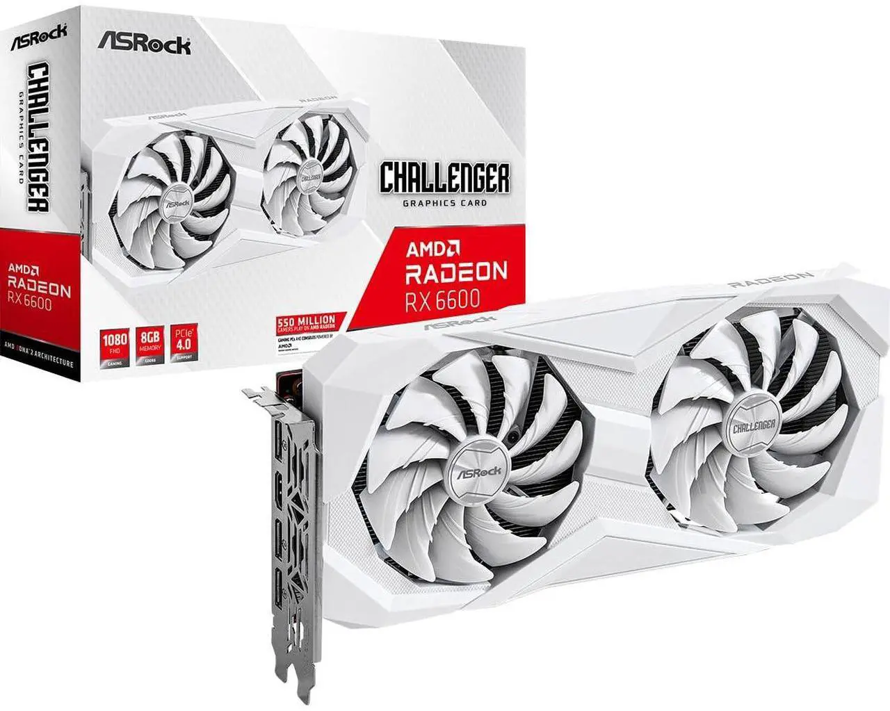 Alt view image 2 of 5 - ASRock AMD Radeon RX 6600 Challenger White 8GB GDDR6 128-bit Grahipcs Card and 80+ Bronze Power Supply 550W ATX 2.52