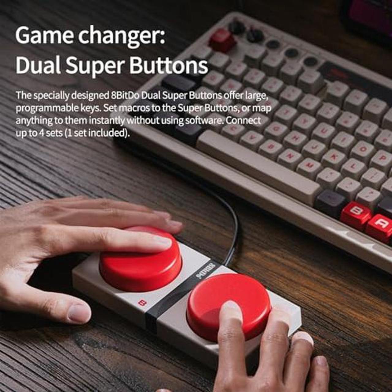 Alt view image 5 of 5 - AKNES 8BitDo Retro 108 Mechanical Keyboard, Hot Swappable Gaming Keyboard with 108 Keys&Integrated Numpad, Dual Super Buttons, Bluetooth/2.4G/USB-C Keyboard for Windows & Android - N Edition
