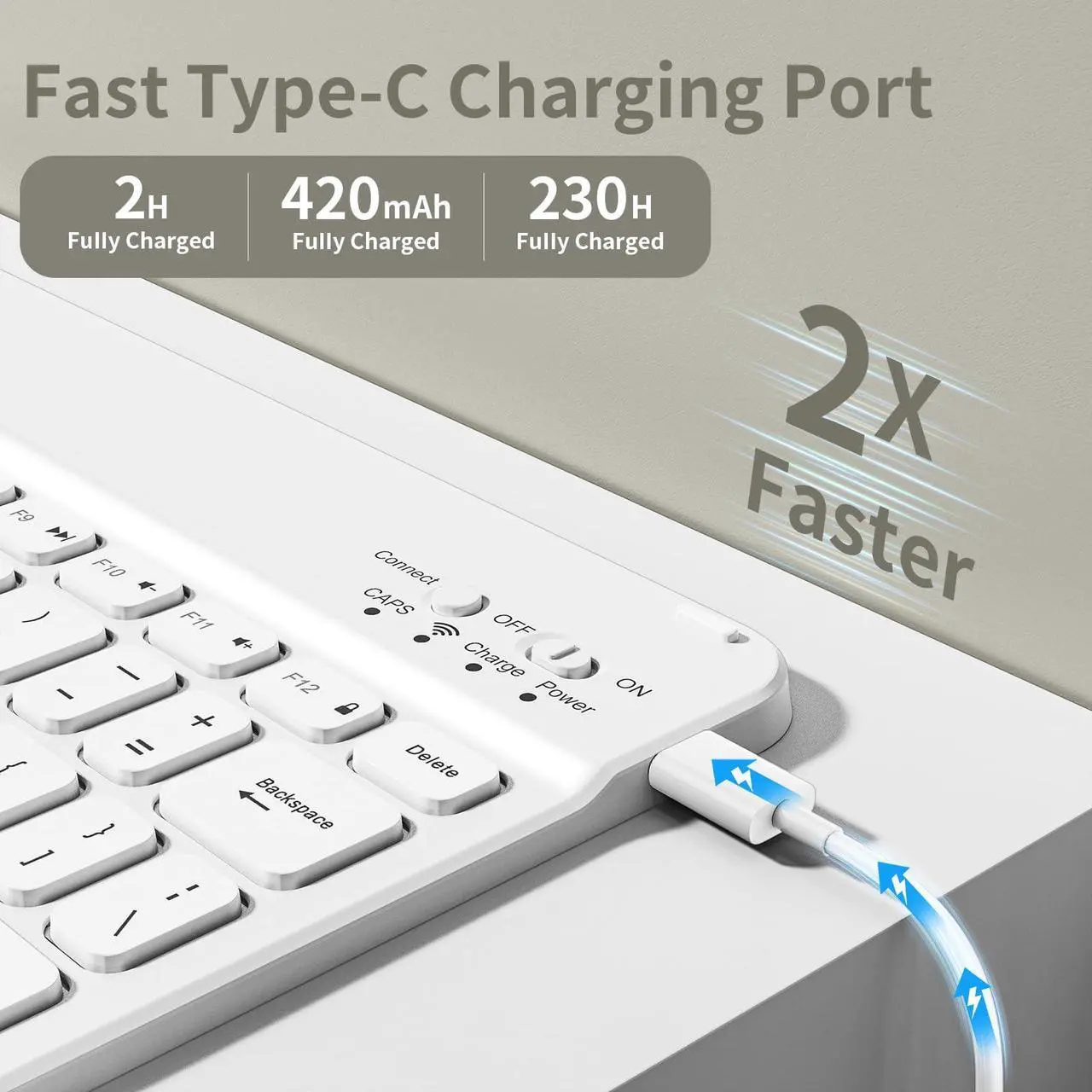 Alt view image 3 of 5 - aoub Keyboard Case for iPad (A16) 11th Gen 11 Inch 2025, iPad 10th Generation 10.9 inch 2022 with Pencil Holder, Stand Folio Detachable Wireless Bluetooth Rechargeable Keyboard, Cream White