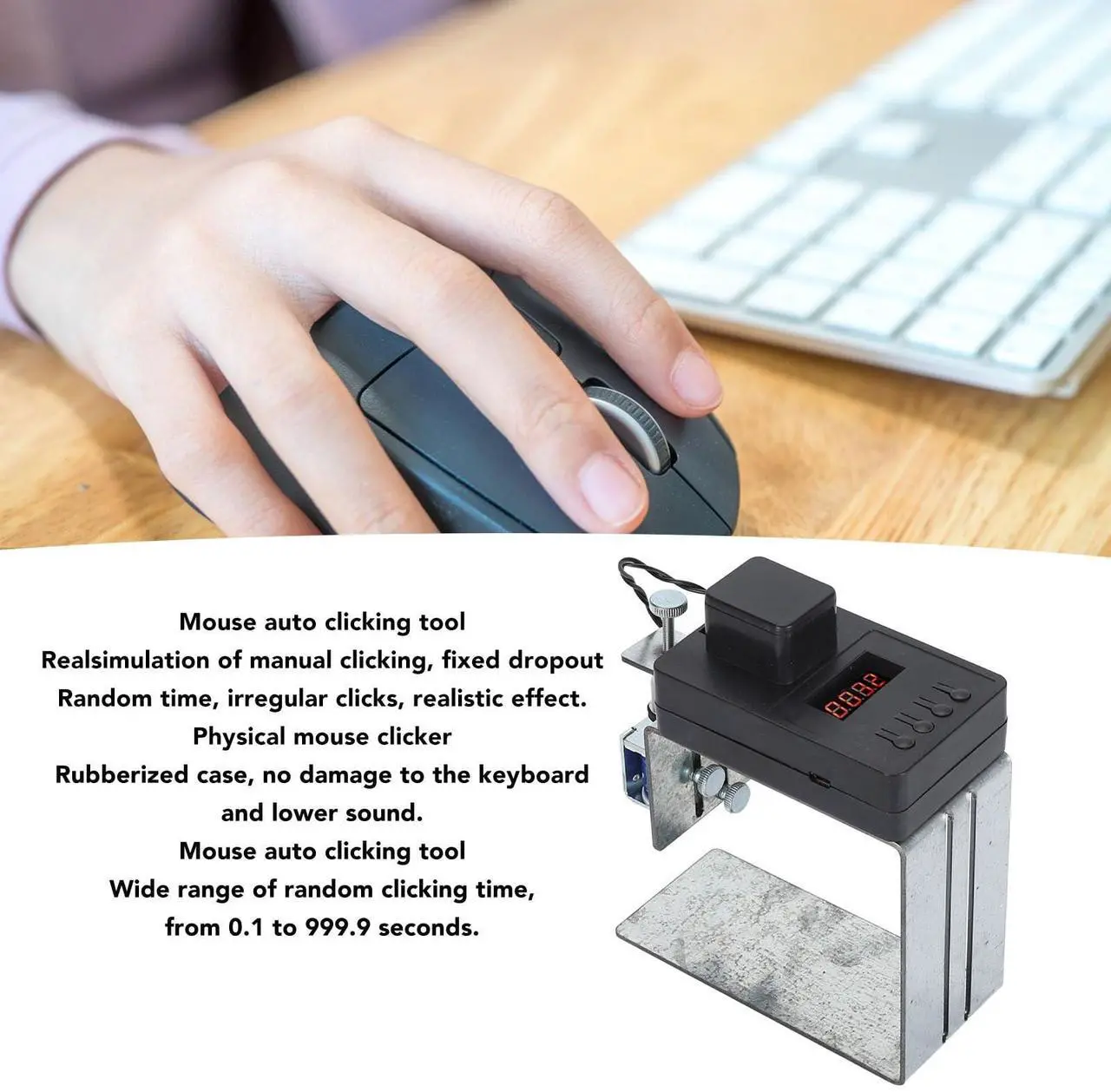 Alt view image 4 of 5 - Physical Click Auto Keyboard Clicker, Mouse Jiggler, Adjustable Height Auto Random Clicking Game Assist, Mouse Mover Auto clicking Tool for Gaming Computer