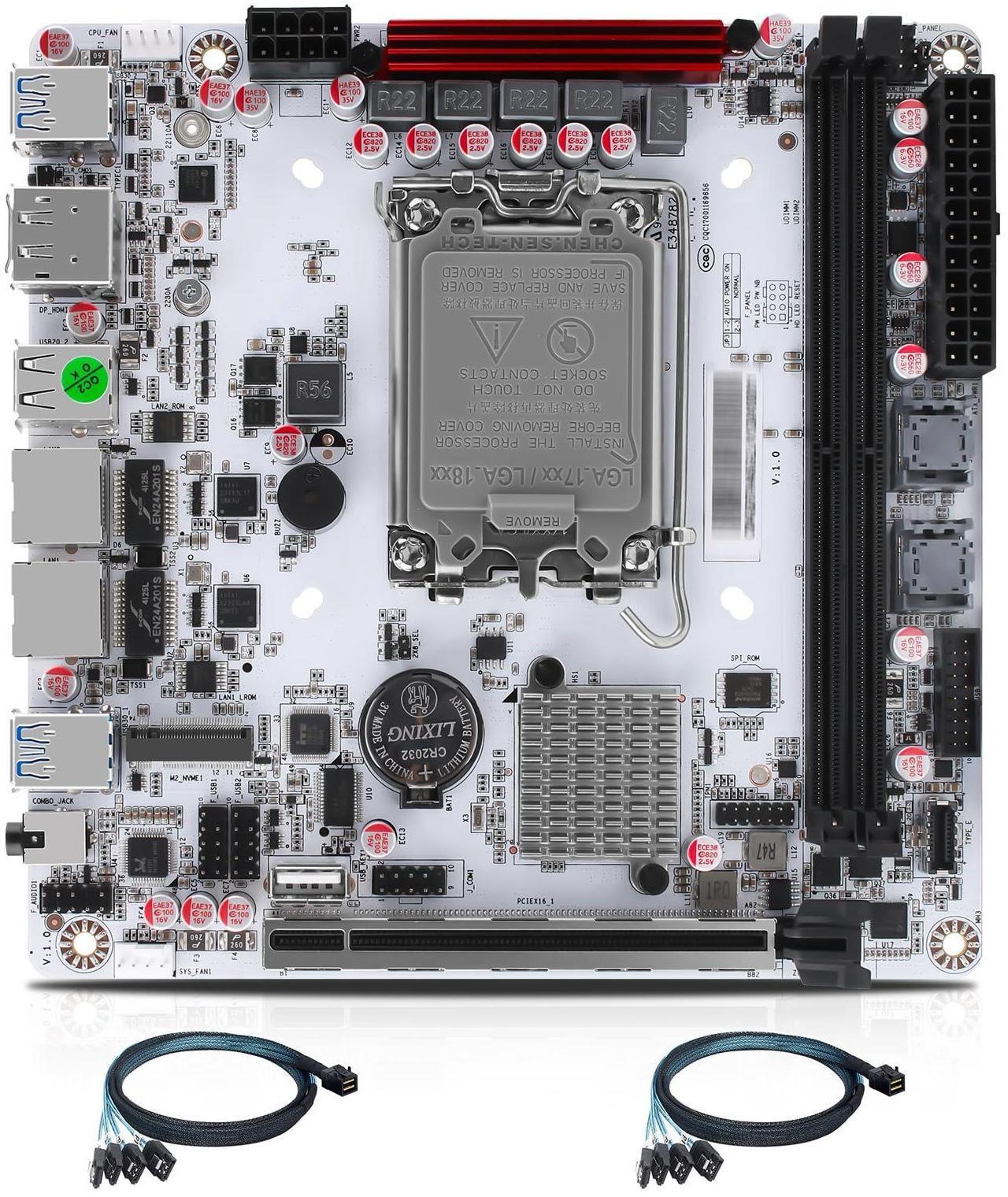 Main image of StoneStorm Q670 8-Bay NAS Mini ITX Motherboard(LGA1700, 12th/13th/14th Gen. Desktop Processor), 2*U-DIMM DDR5 MAX 64G, 3*M.2 NVMe, 8*SATA, i226-LM 2.5G vPro, 3*USB3.2, 1*Type-C 20Gbps, Dual 4K Display
