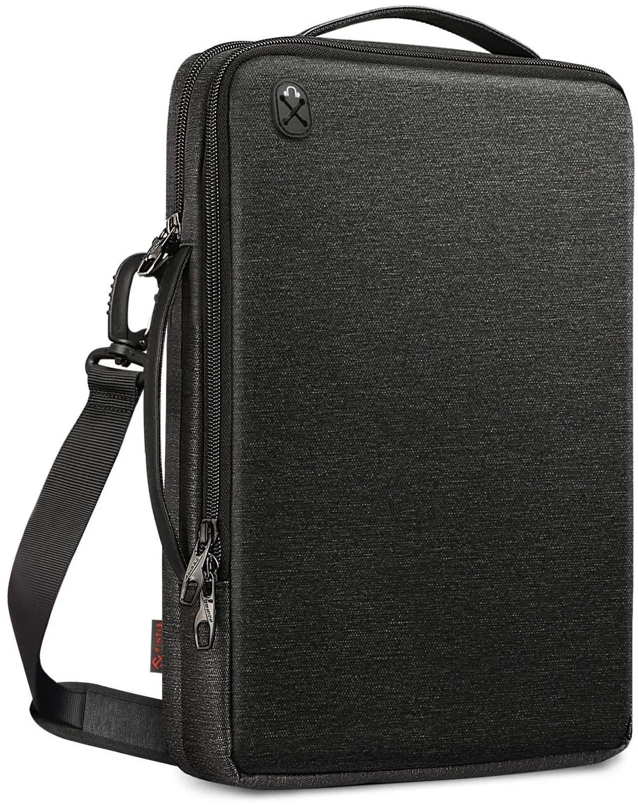 Main image of FINPAC 14-inch Laptop Shoulder Bag, Protective Computer Carrying Case Compatible with 15.3" MacBook Air M4/M3/M2, 15-16" MacBook Air/Pro, Surface Laptop/Book, 14" HP/Dell/Acer/Chromebook, Black