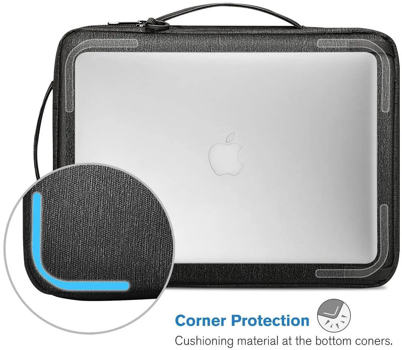 Alt view image 5 of 5 - FINPAC 14-inch Laptop Shoulder Bag, Protective Computer Carrying Case Compatible with 15.3" MacBook Air M4/M3/M2, 15-16" MacBook Air/Pro, Surface Laptop/Book, 14" HP/Dell/Acer/Chromebook, Black