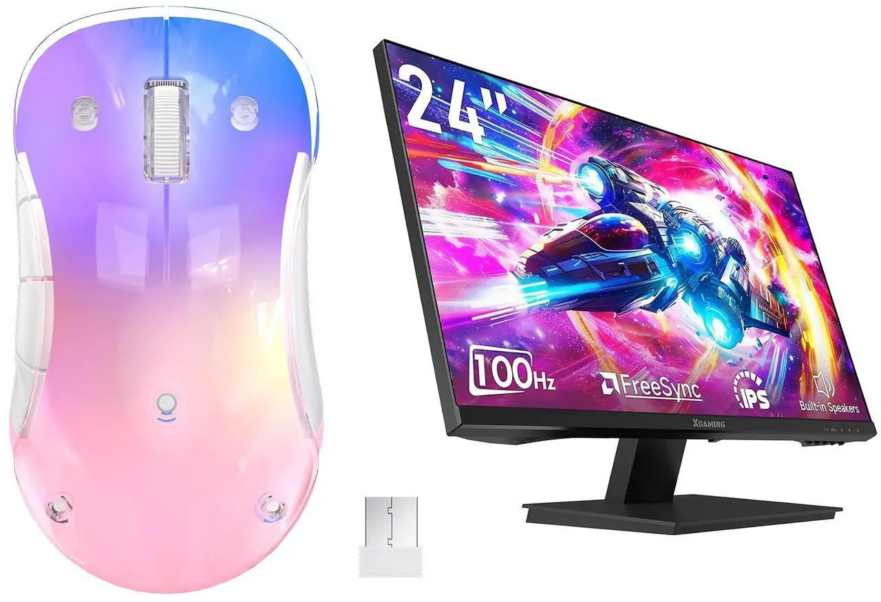 Main image of memzuoix LED Rechargeable Wireless Mouse and 24 Inch Computer Monitor 100hz 1920 x 1080p with HDMI
