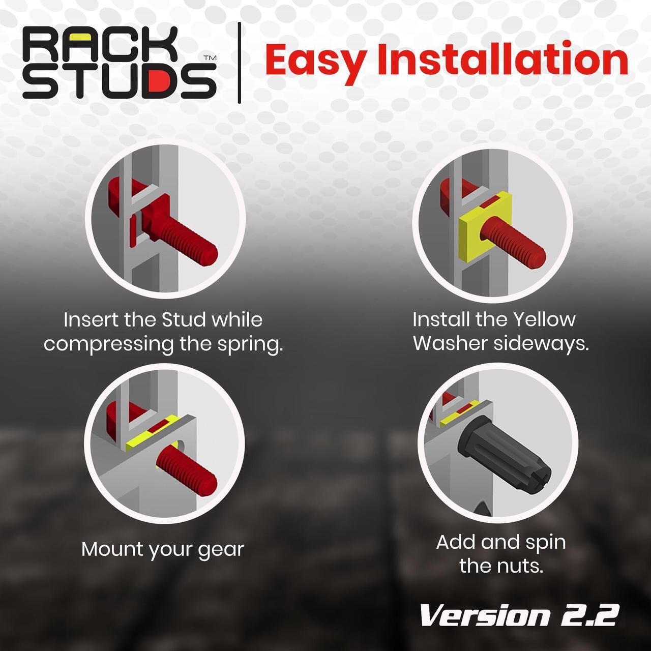 Alt view image 4 of 5 - Rackstuds R100 II - Server Rack Screws for Server Rack Rails 19" Square Punched Vertical Rails, Perfect Cage Nut Replacement, Rack Nuts, Rack Studs Rack Mount Screws - Red 100-Pack 2.22mm/0.086