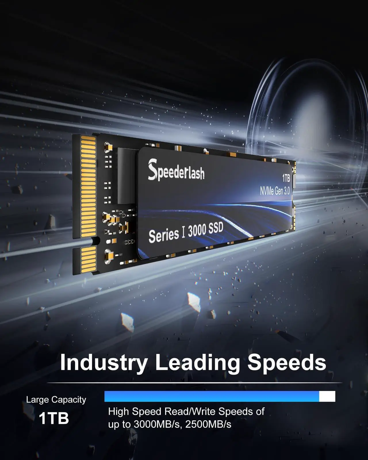 Alt view image 4 of 5 - Speederlash 1TB NVMe M.2 PCIe3.0 SSD, Gen3x4 M.2 2280 Internal Solid State Drive, up to 3100MB/s, SLC Cache 3D NAND, for Laptop, PC Desktops