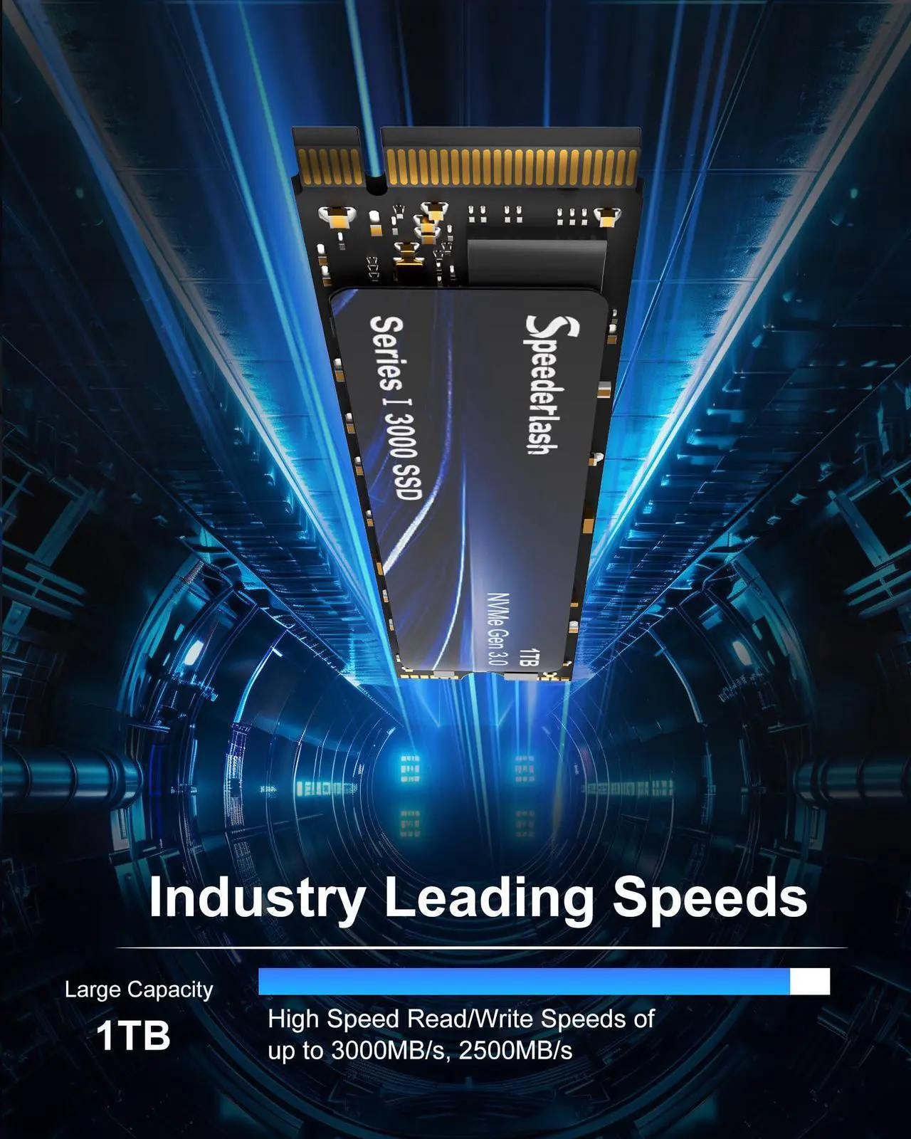 Alt view image 5 of 5 - Speederlash 1TB NVMe M.2 PCIe3.0 SSD, Gen3x4 M.2 2280 Internal Solid State Drive, up to 3100MB/s, SLC Cache 3D NAND, for Laptop, PC Desktops