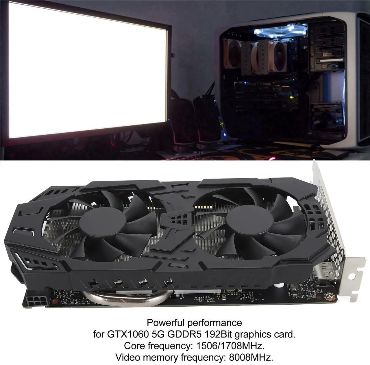 Alt view image 2 of 5 - Sxhlseller Gaming GTX 1660 Super 5GB Graphics Card, GDDR5 192Bit Fan Computer Gaming Graphics Card, Desktop Computer Graphics Card for Work Entertainment