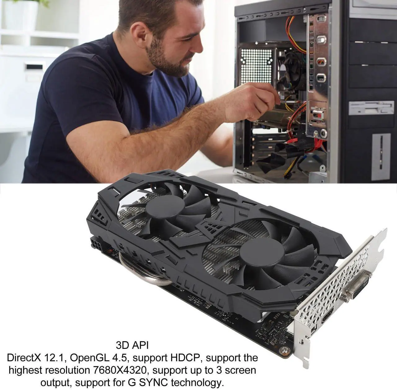 Alt view image 4 of 5 - Sxhlseller Gaming GTX 1660 Super 5GB Graphics Card, GDDR5 192Bit Fan Computer Gaming Graphics Card, Desktop Computer Graphics Card for Work Entertainment