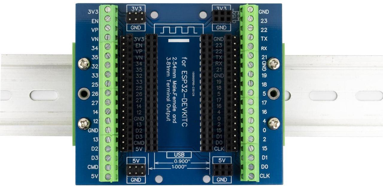 Alt view image 5 of 5 - whiteeeen for ESP32 Breakout Board with Din Rail Mount 3.81mm / 0.15" Terminal GPIO Expansion Board 3 Types Outputs for ESP32 Module ESP-WROOM-32 ESP32-DevKitC Block PCB